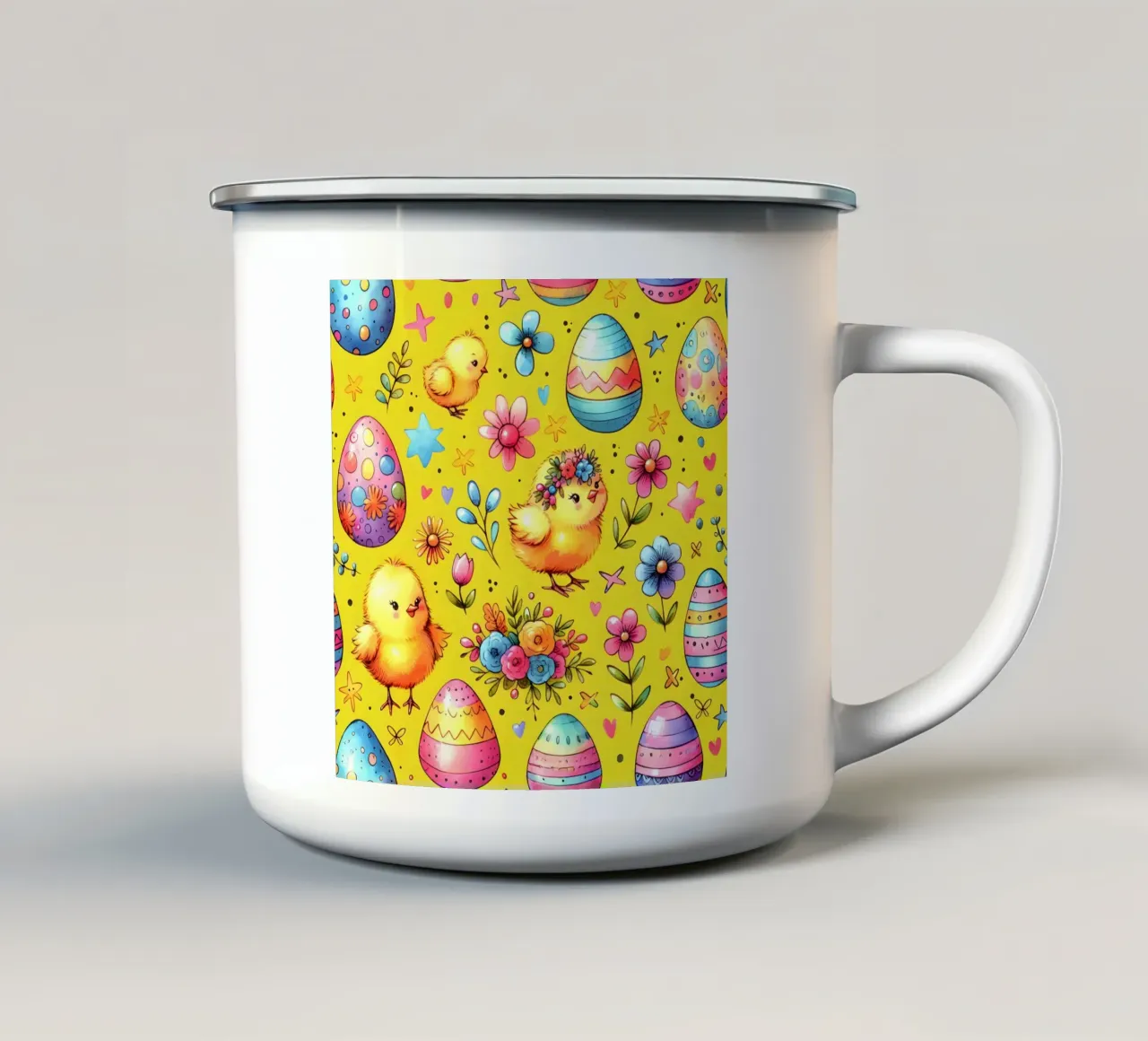 Scarabocchi di pulcini di Pasqua tazza in smalto da Happy Littles