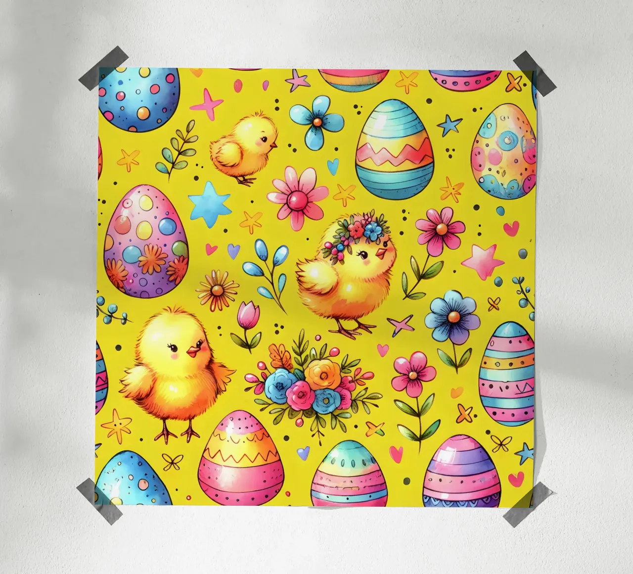 Scarabocchi di pulcini di Pasqua poster da Happy Littles