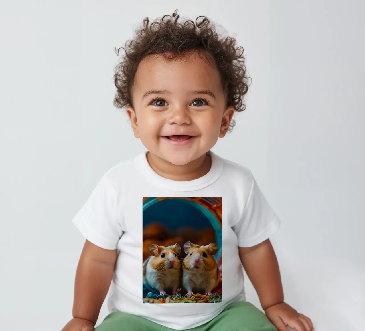 d'adorables hamsters jouent ensemble dans une roue d'exercice colorée t-shirt pour bébé de DesignDoodle
