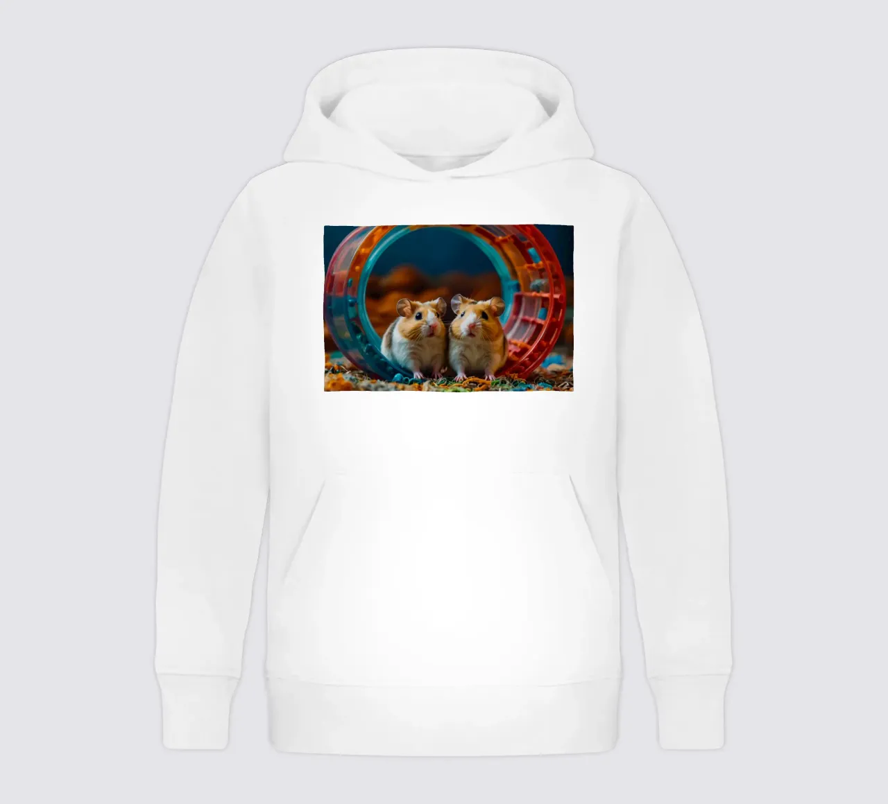 d'adorables hamsters jouent ensemble dans une roue d'exercice colorée sweat à capuche enfant de DesignDoodle