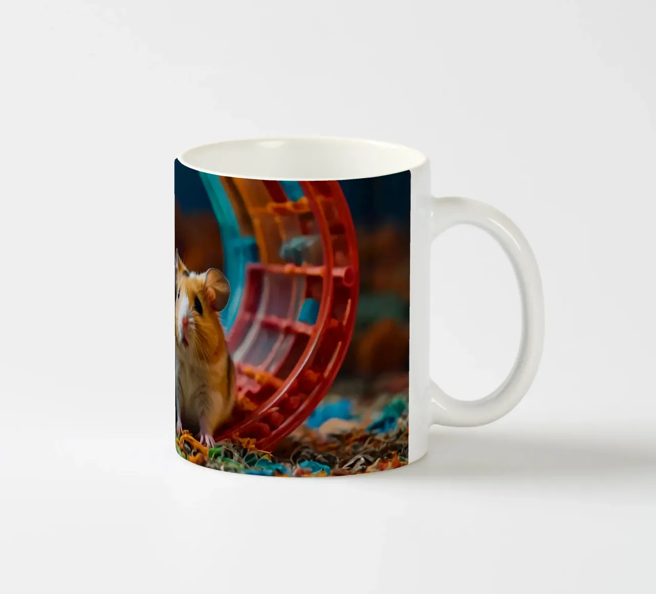 d'adorables hamsters jouent ensemble dans une roue d'exercice colorée mug en céramique de DesignDoodle