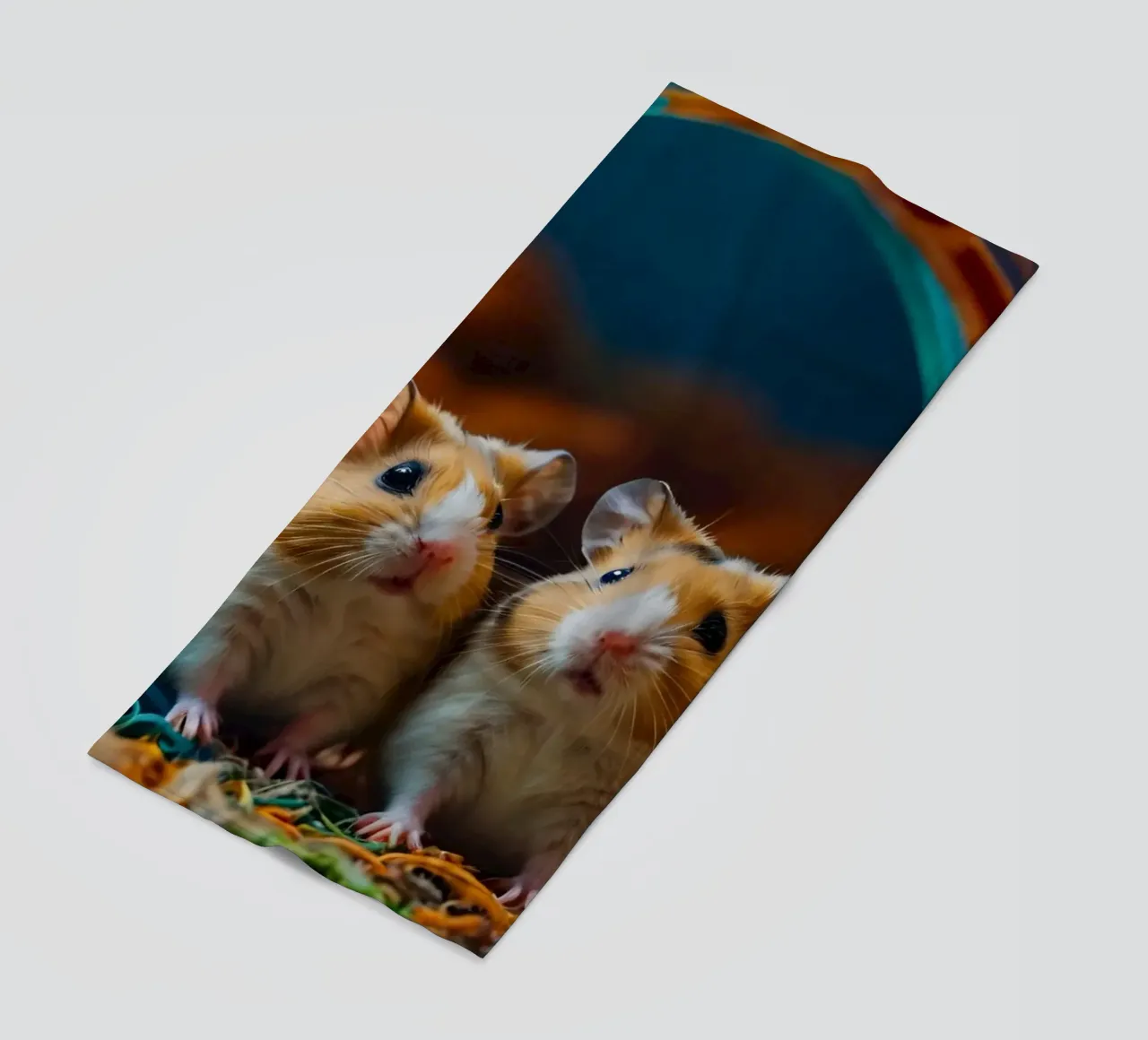 d'adorables hamsters jouent ensemble dans une roue d'exercice colorée serviette de plage de DesignDoodle