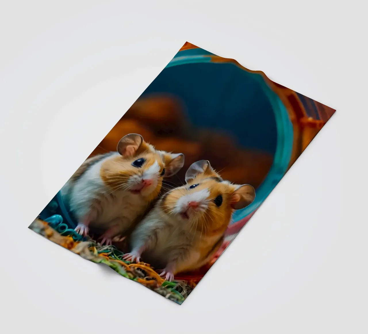 d'adorables hamsters jouent ensemble dans une roue d'exercice colorée plaid polaire de DesignDoodle
