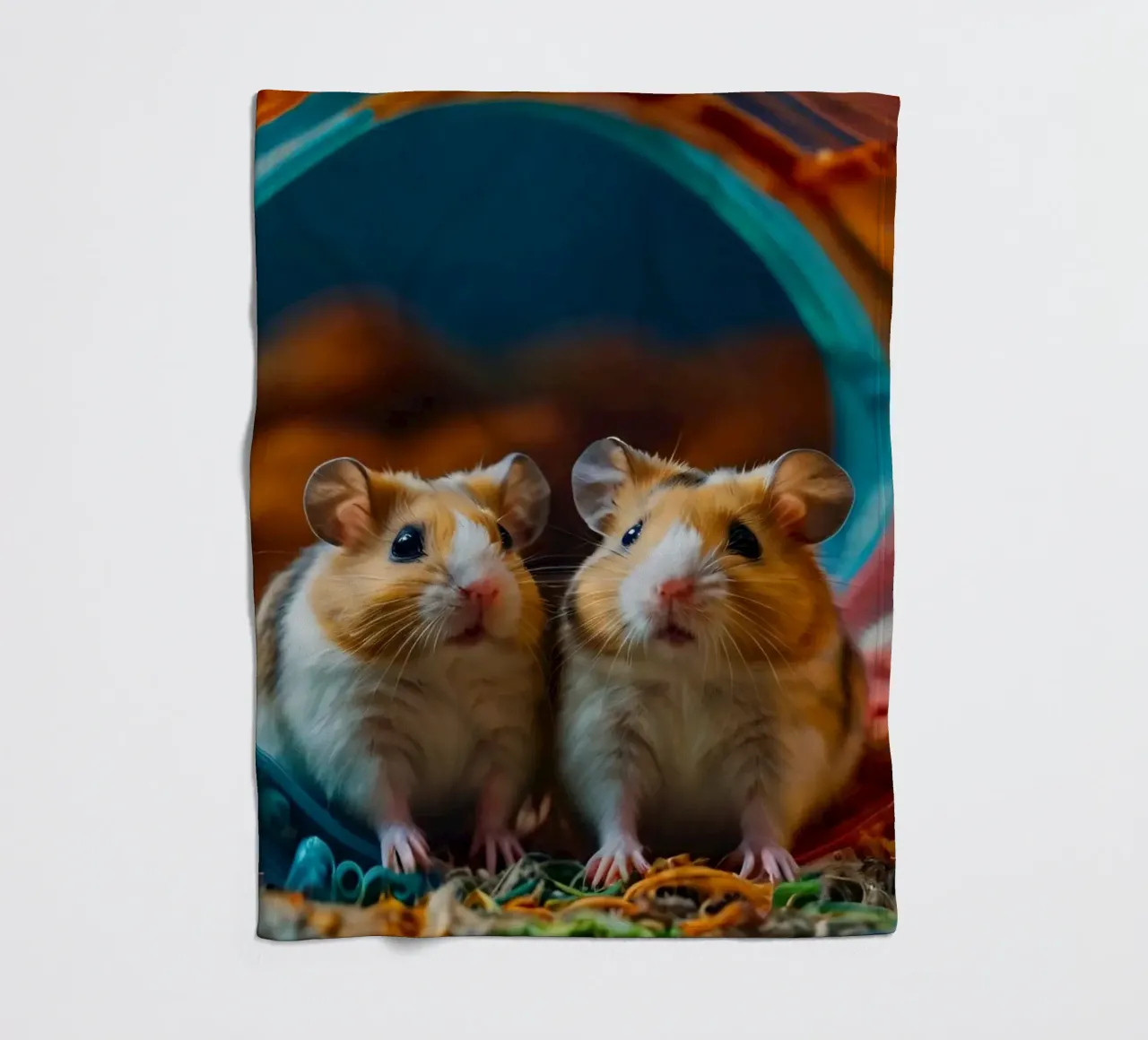 d'adorables hamsters jouent ensemble dans une roue d'exercice colorée plaid polaire de DesignDoodle