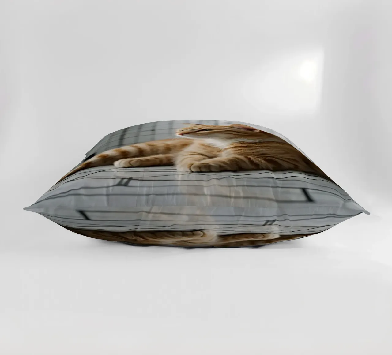 Gatto soriano arancione che si rilassa sul pavimento piastrellato in un interno moderno cuscino da DesignDoodle
