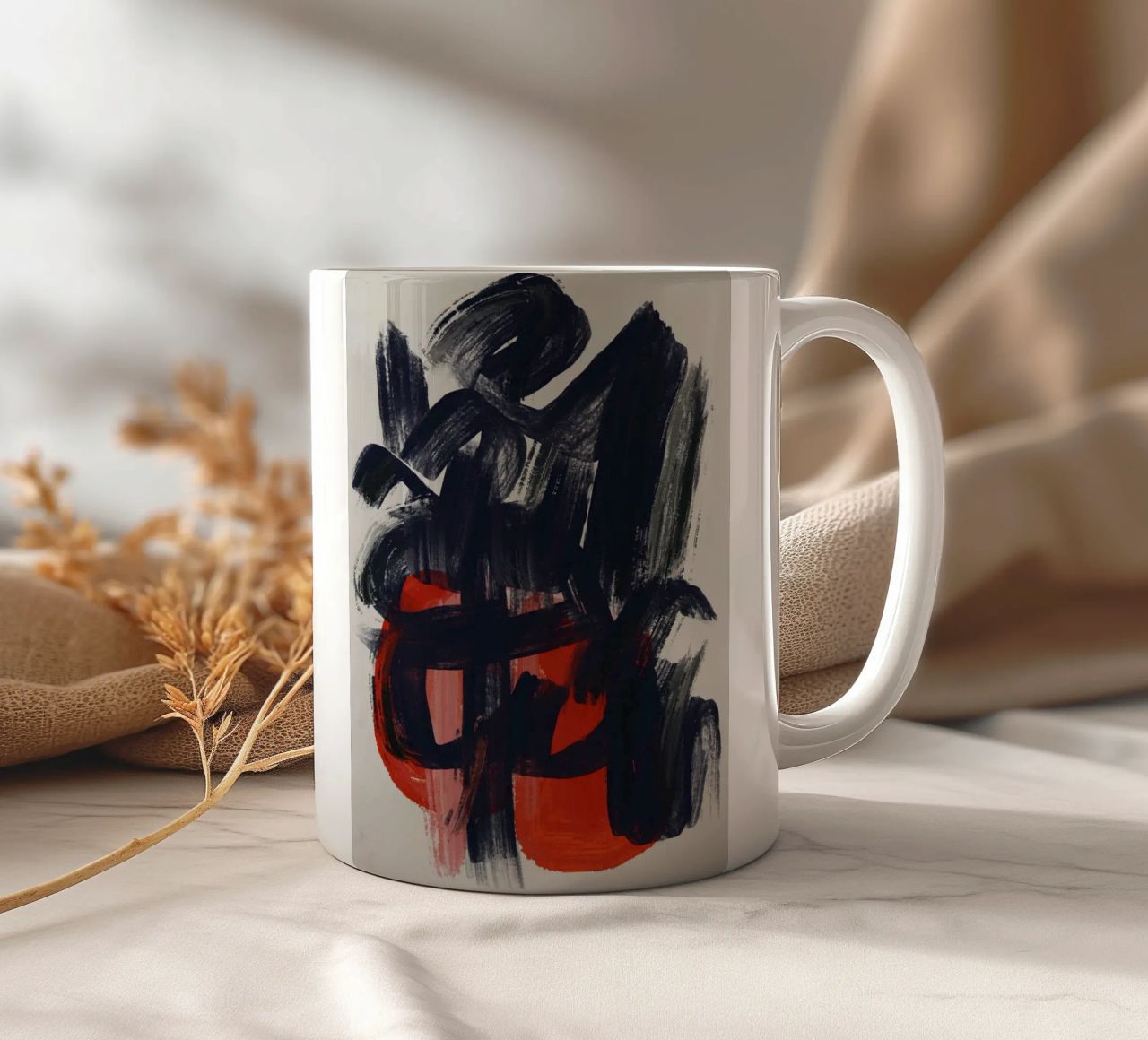 Colpi direzionali a secco astratti tazza in ceramica da Little Dean