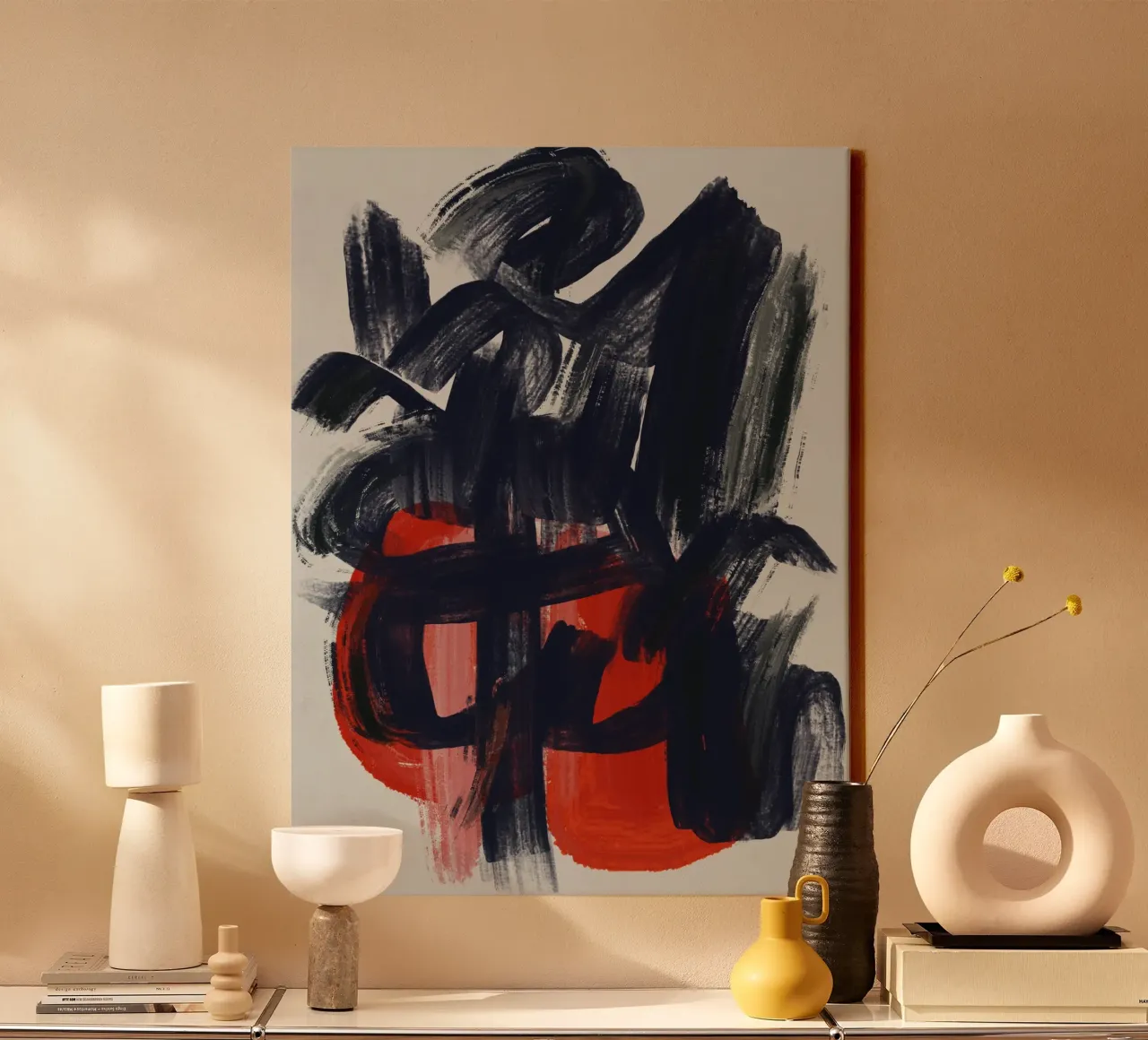 Dry directional strokes abstract canvas by Little Dean