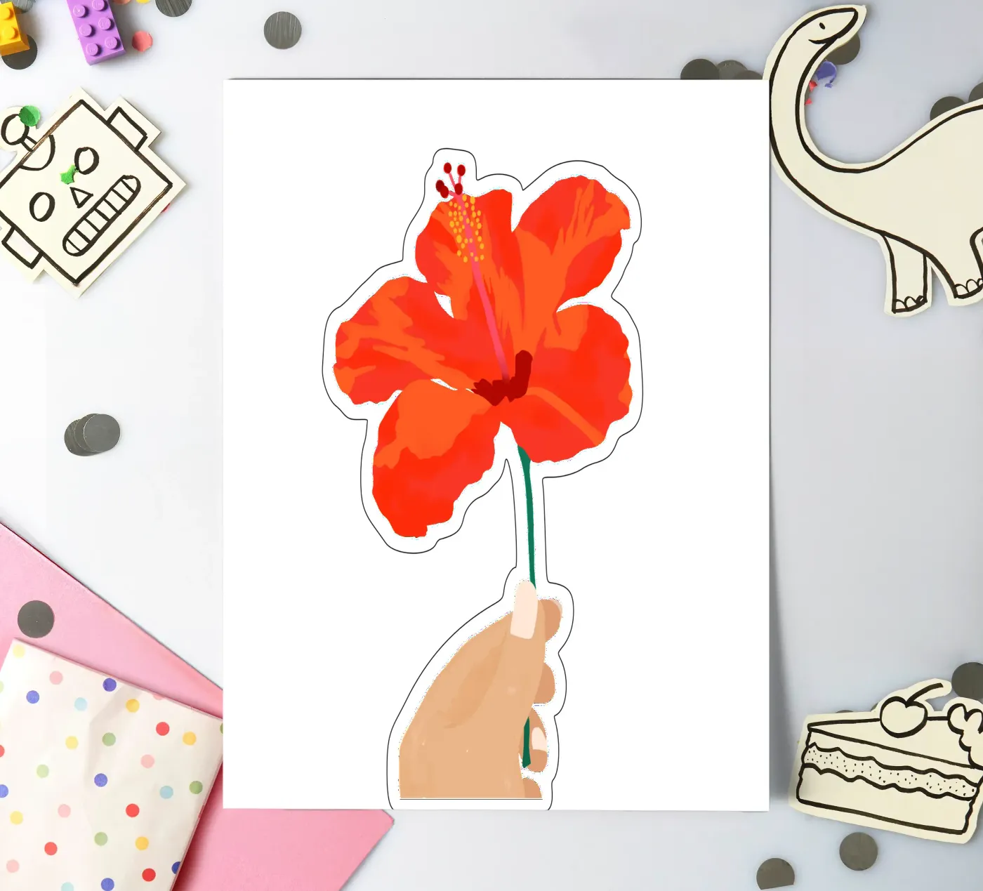 Hibiscus Affection Stickerbogen von Kintsugi99