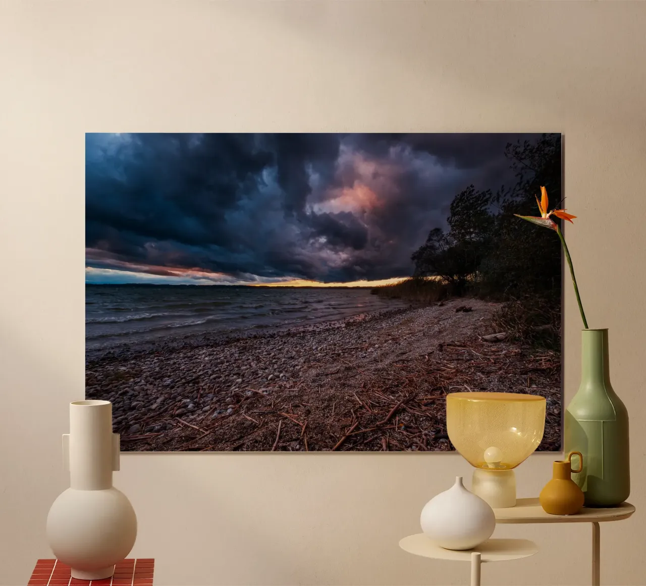 Ufer am Chiemsee Poster mit Aluminium Rahmen von 5ecken