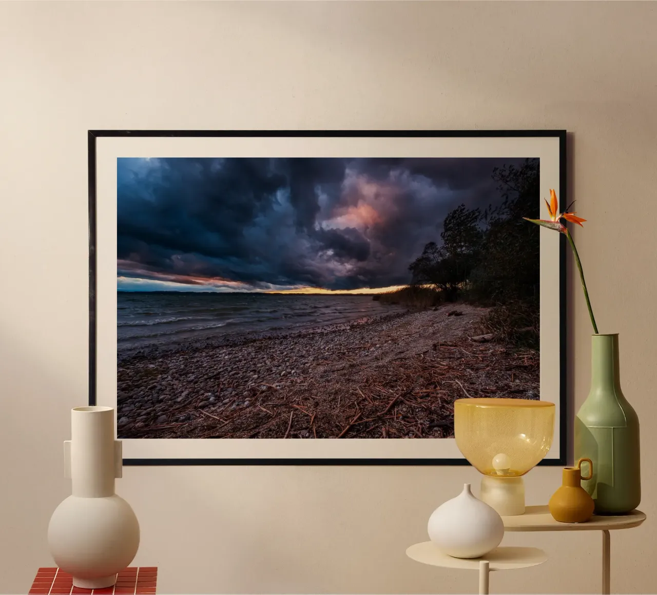 Ufer am Chiemsee Poster mit Aluminium Rahmen von 5ecken