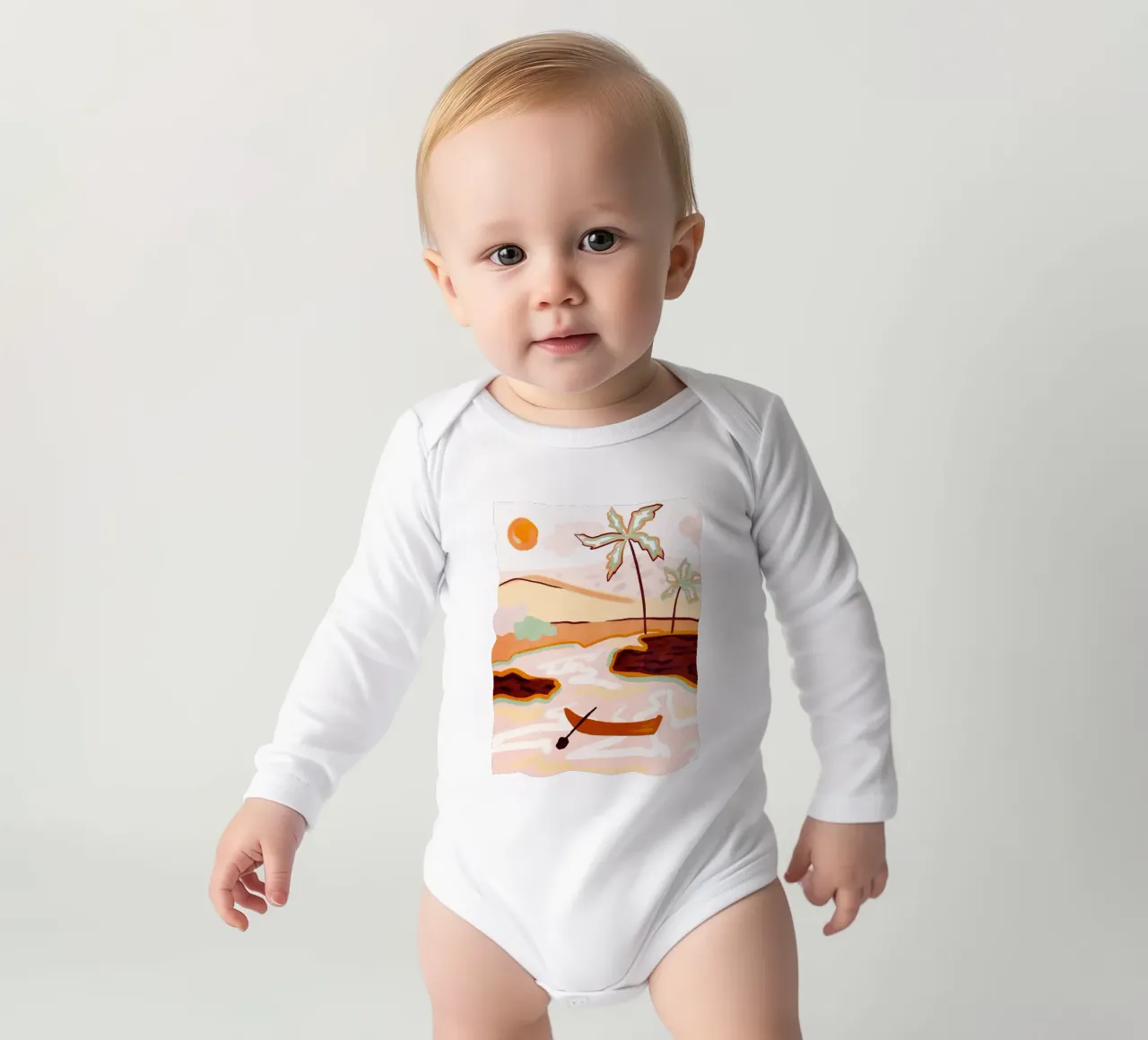 Cotton Candy Skies long-sleeve baby romper by Kintsugi99