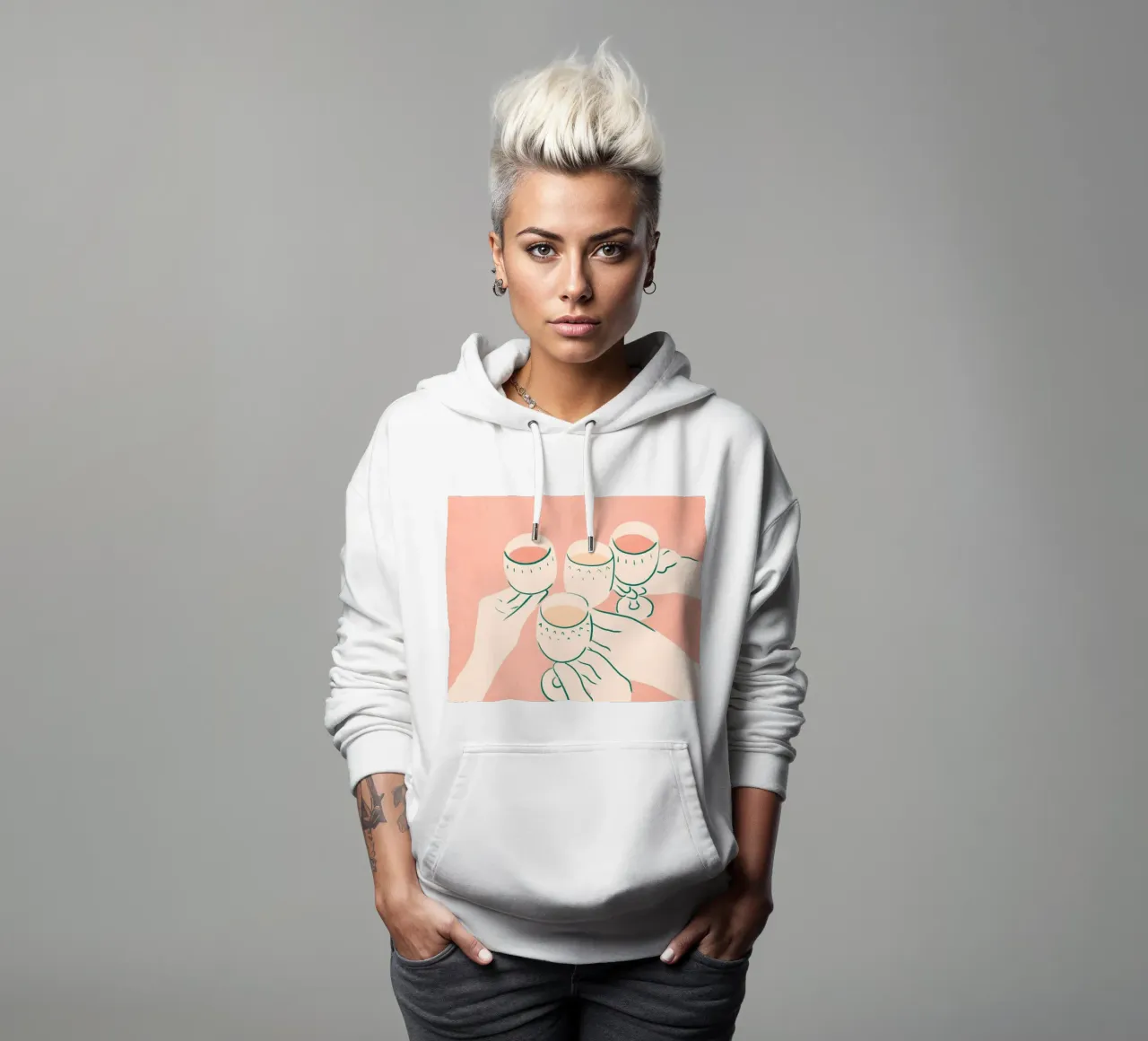 Cin cin ai bei tempi felpa con cappuccio da Kintsugi99