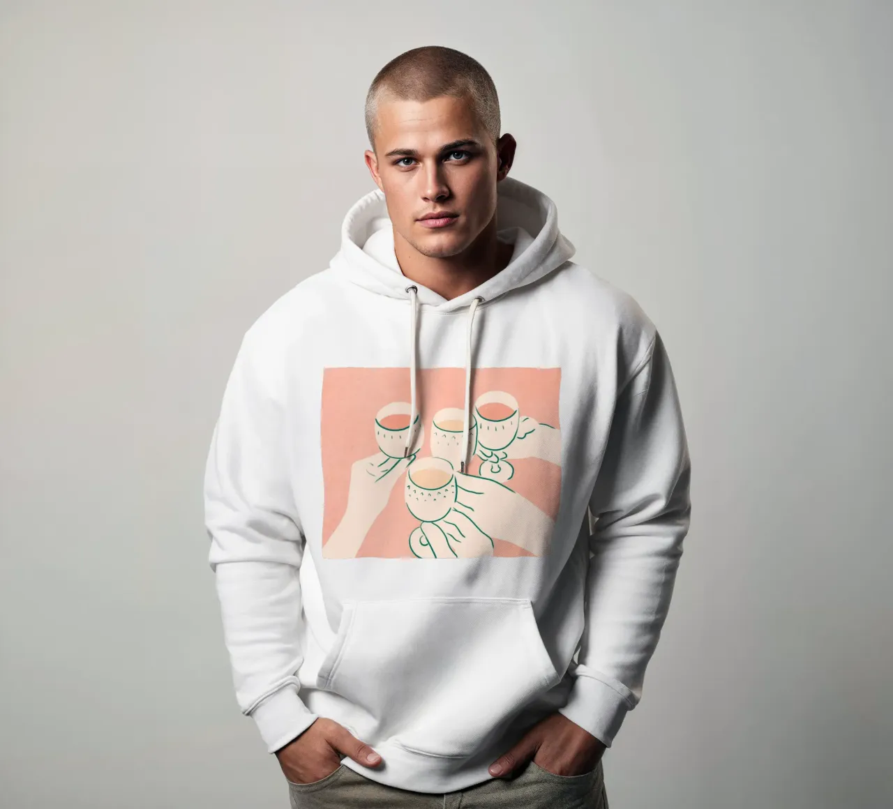 Cin cin ai bei tempi felpa con cappuccio da Kintsugi99