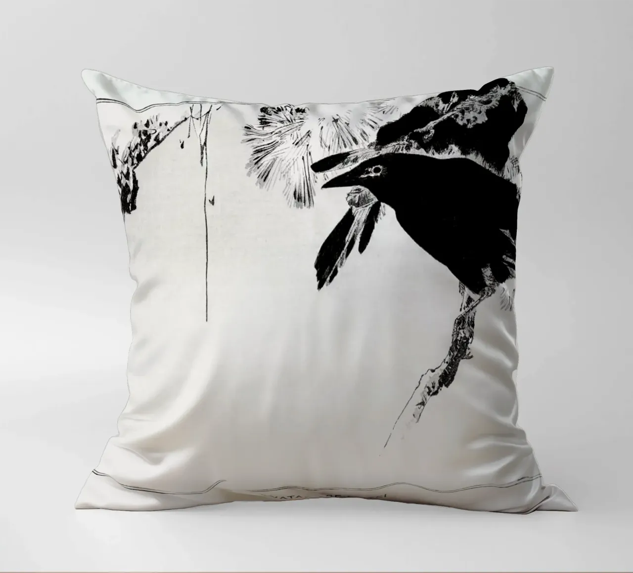 Seitei - Japanese Crows Perched on a Branch cuscino da Vintage by JUNIQE