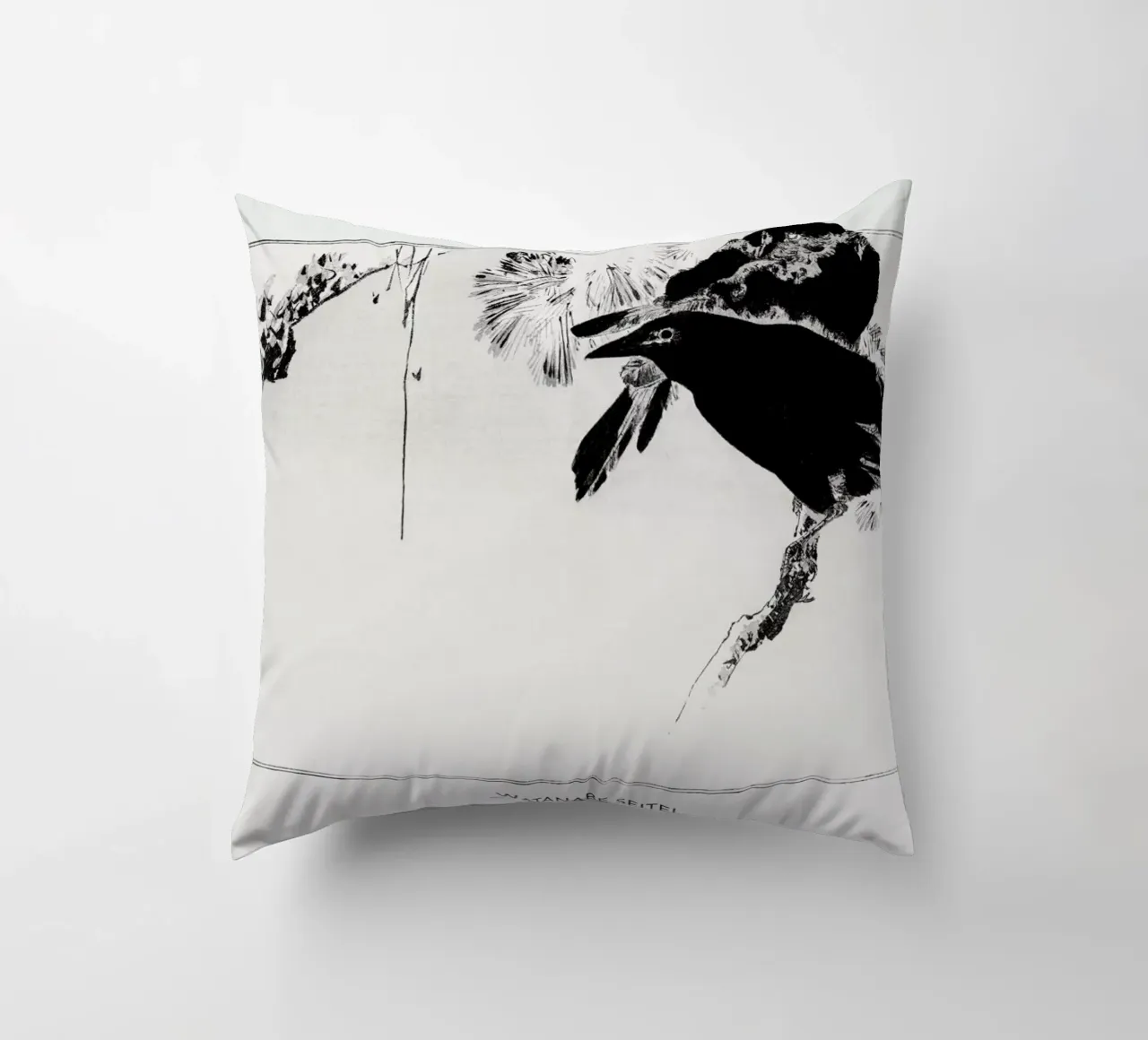 Seitei - Japanese Crows Perched on a Branch cuscino da Vintage by JUNIQE