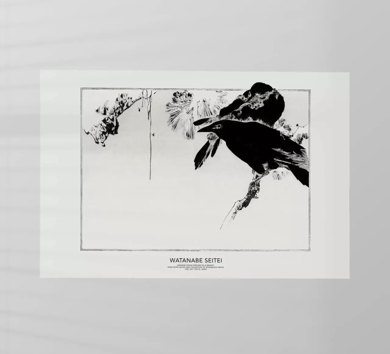 Seitei - Japanese Crows Perched on a Branch pellicola backlit da Vintage by JUNIQE