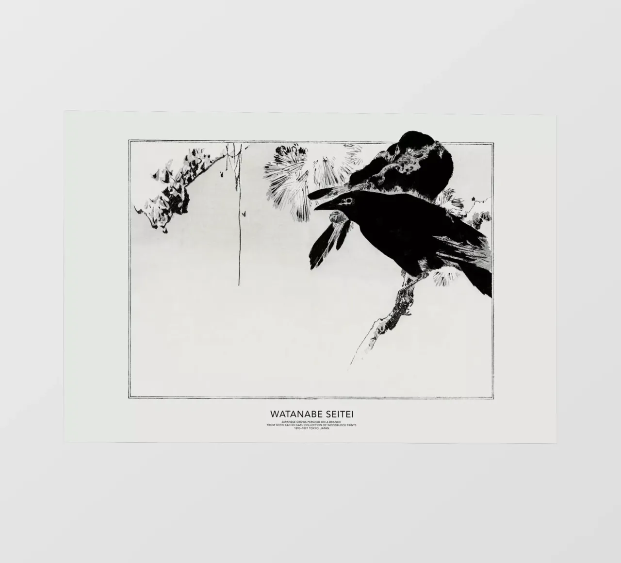 Seitei - Japanese Crows Perched on a Branch telo in pvc da Vintage by JUNIQE