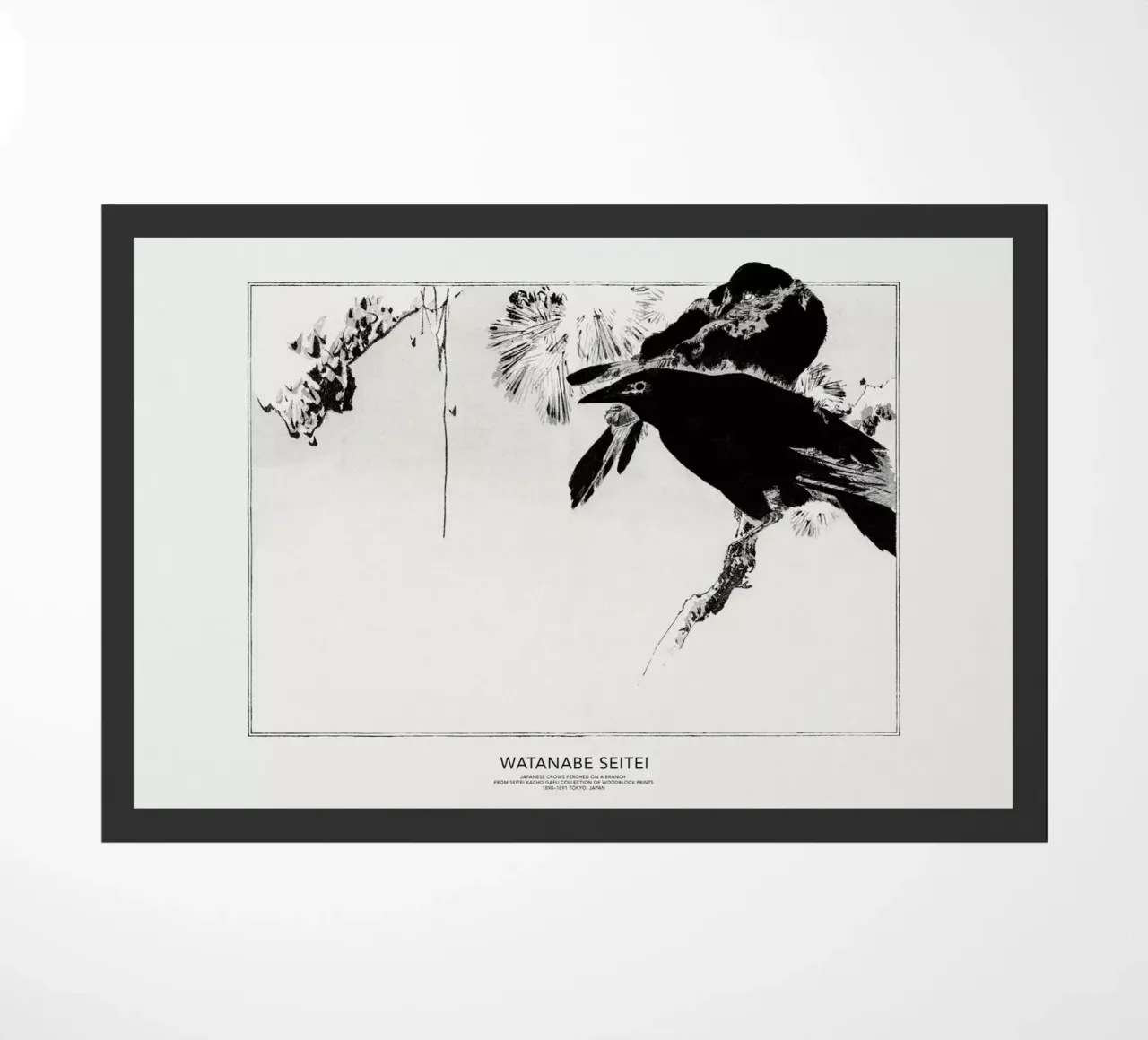 Seitei - Japanese Crows Perched on a Branch zerbino da Vintage by JUNIQE