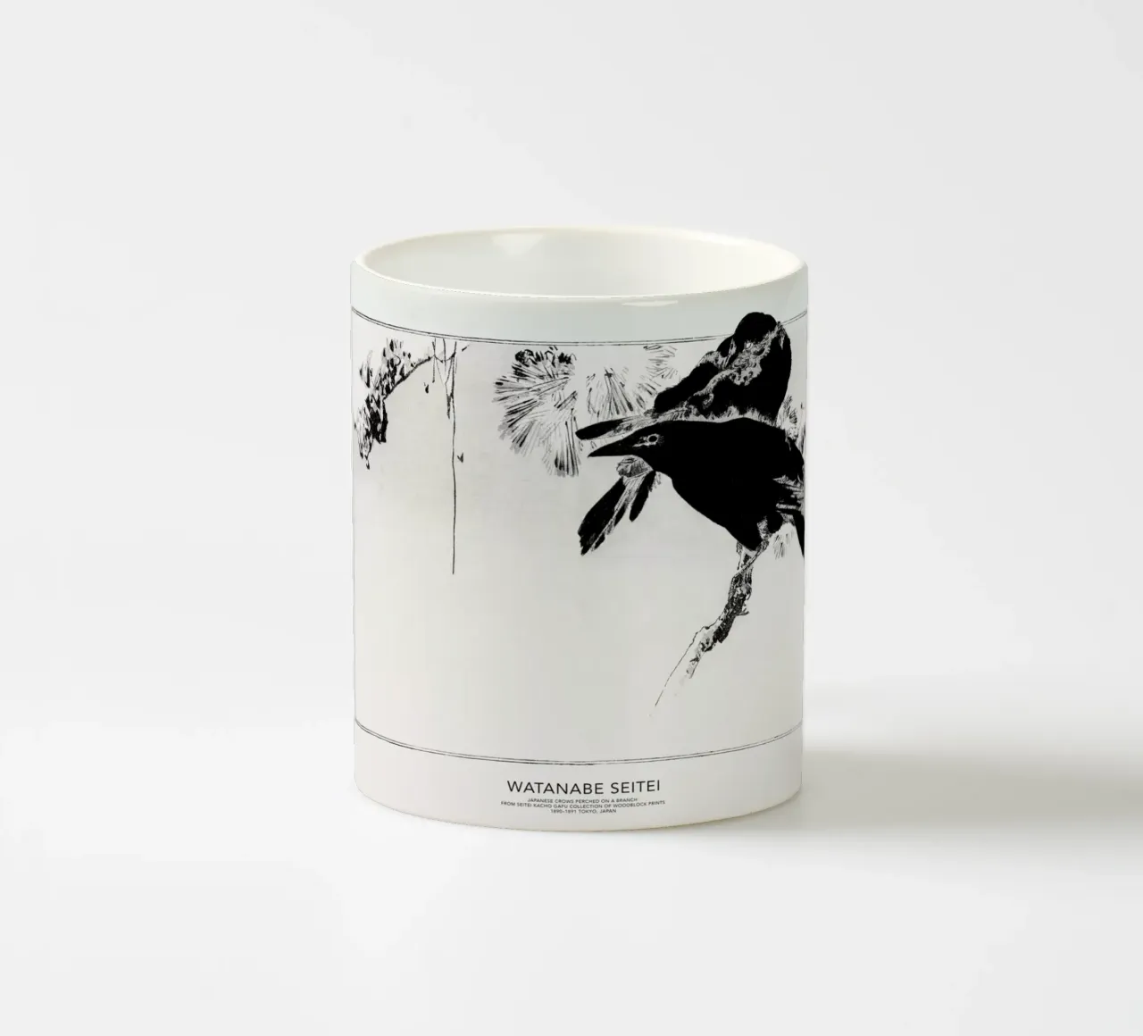 Seitei - Japanese Crows Perched on a Branch tazza in ceramica da Vintage by JUNIQE
