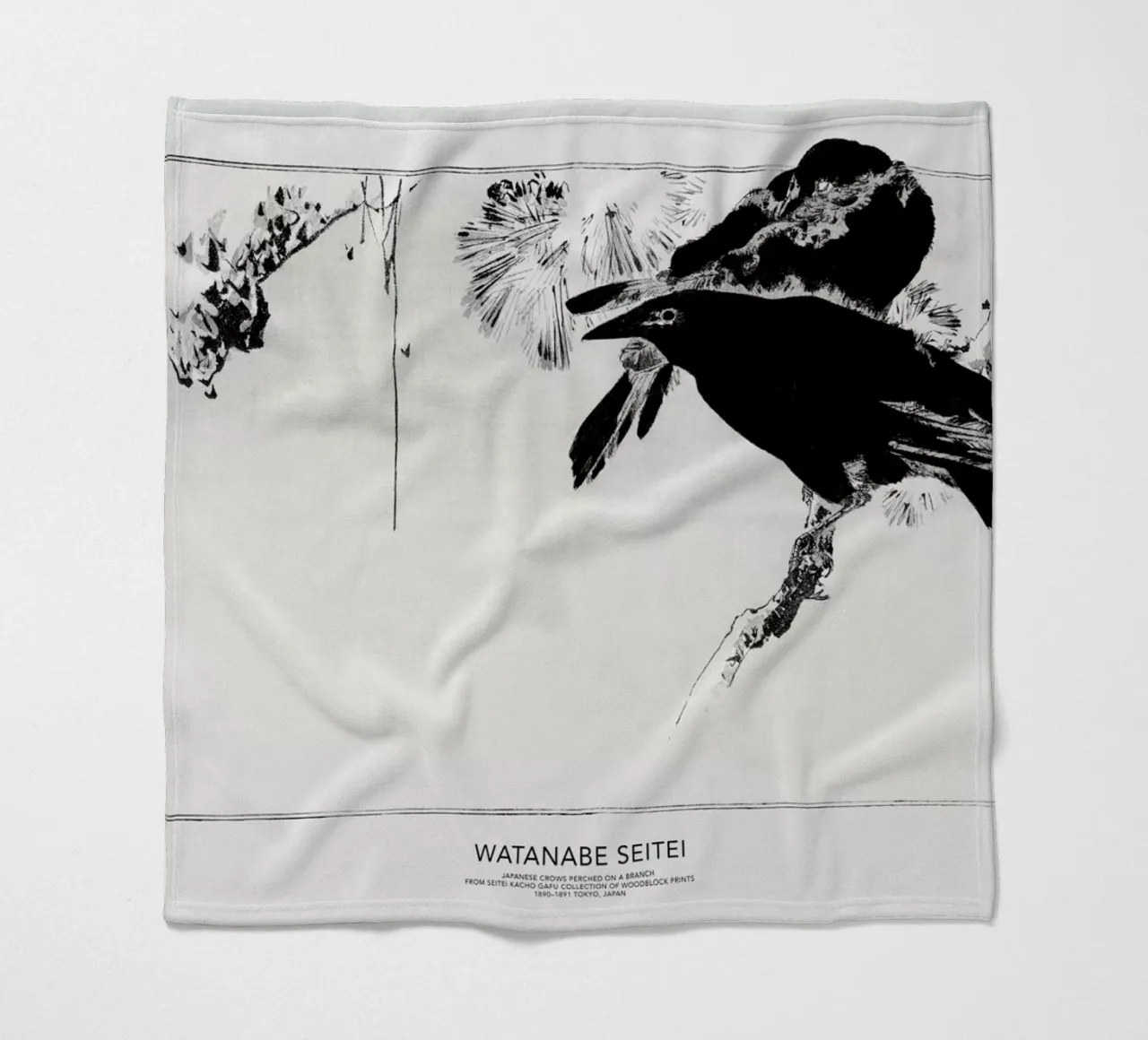 Seitei - Japanese Crows Perched on a Branch coperta in pile da Vintage by JUNIQE