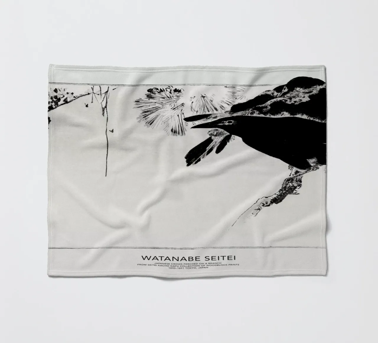 Seitei - Japanese Crows Perched on a Branch coperta in pile da Vintage by JUNIQE