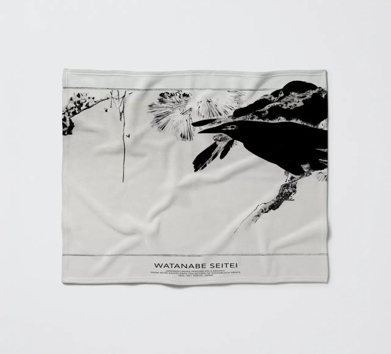 Seitei - Japanese Crows Perched on a Branch coperta in pile da Vintage by JUNIQE