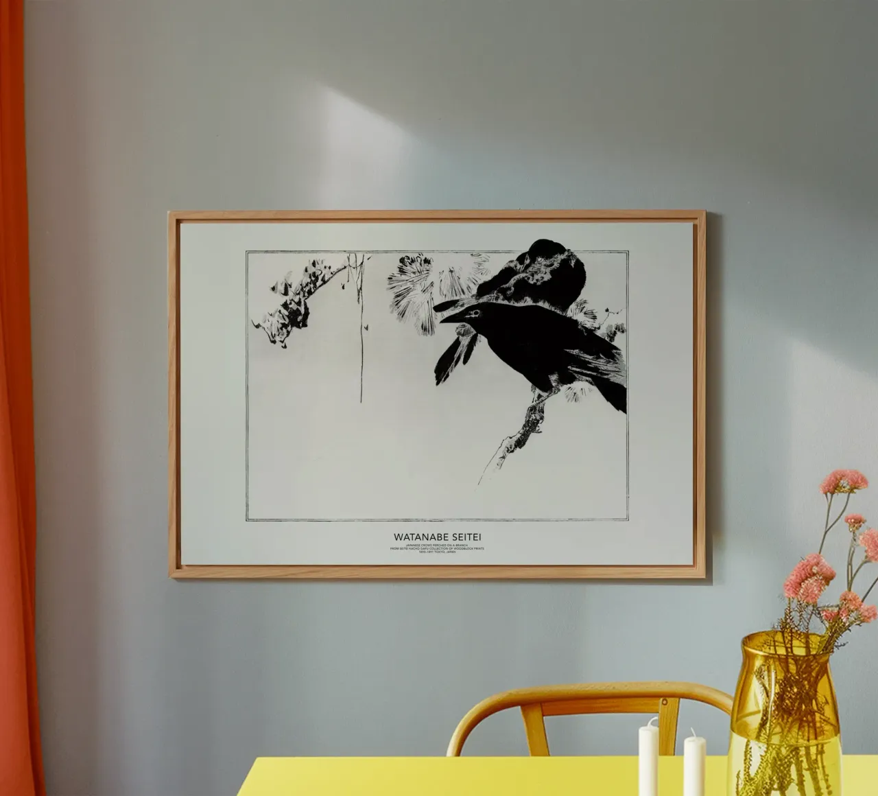 Seitei - Japanese Crows Perched on a Branch alluminio dibond da Vintage by JUNIQE