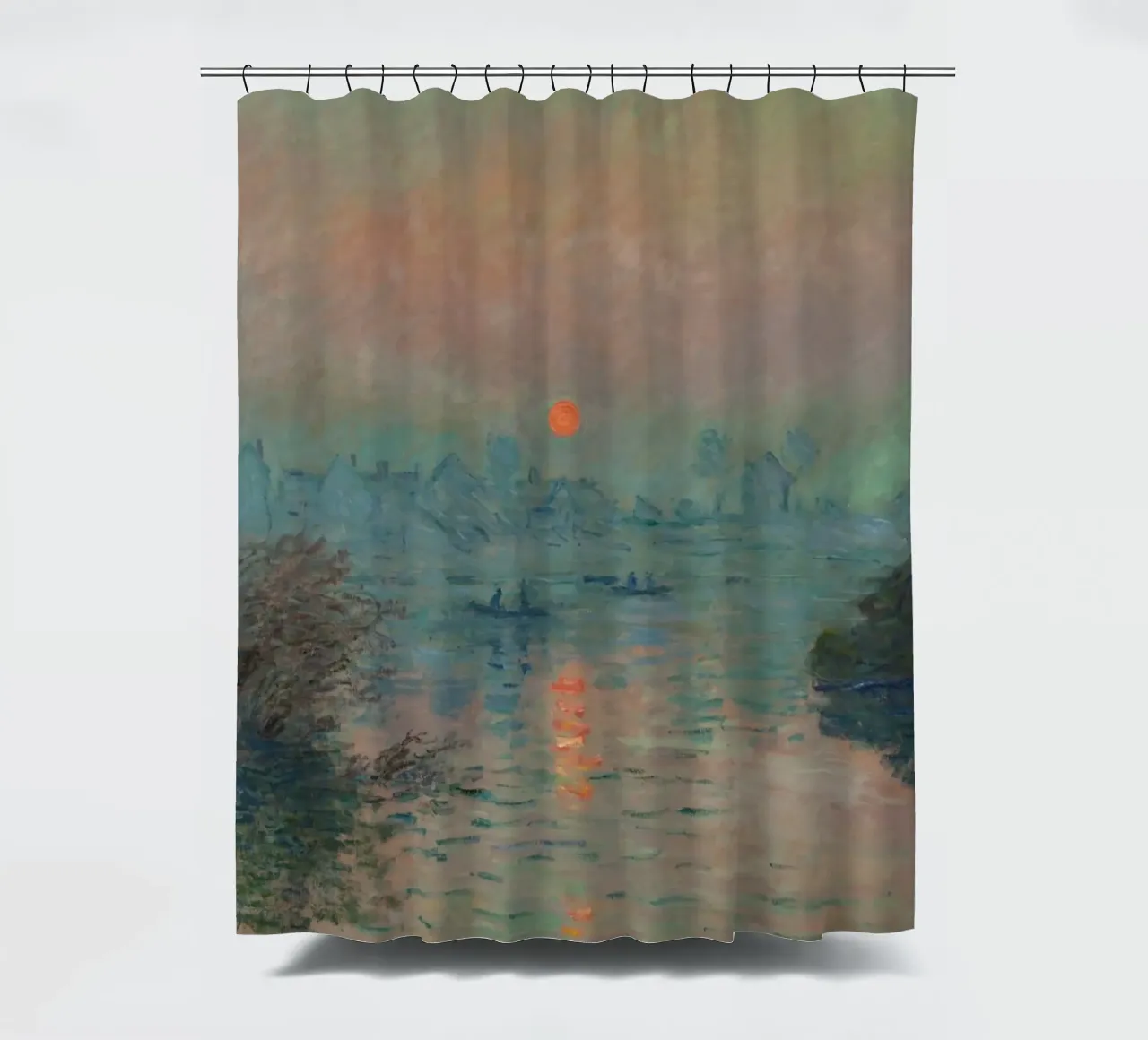 Claude Monet -  Soleil couchant sur la Seine à Lavacourt Duschvorhang von fanny-bianca