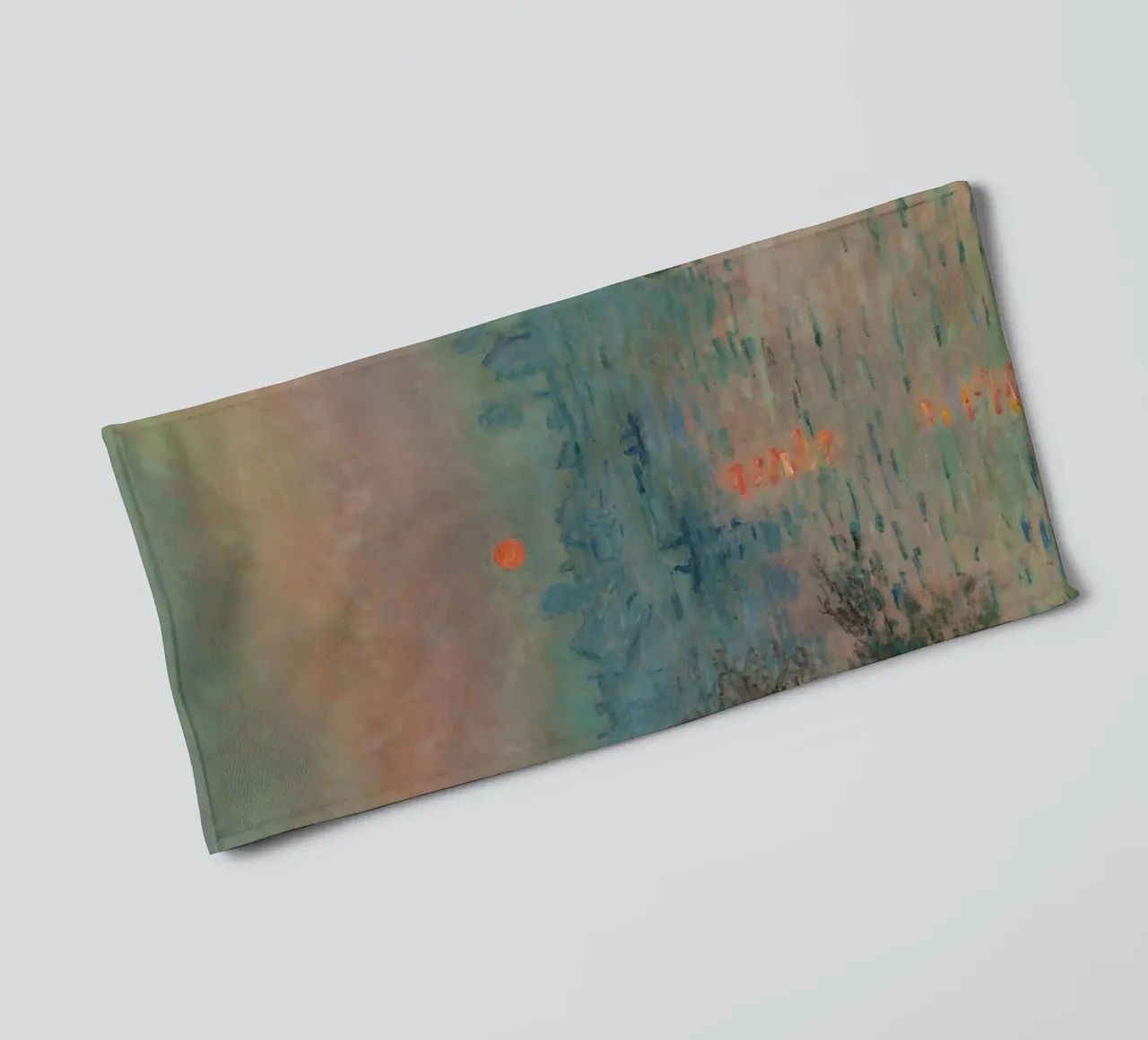 Claude Monet -  Soleil couchant sur la Seine à Lavacourt asciugamano da bagno da fanny-bianca