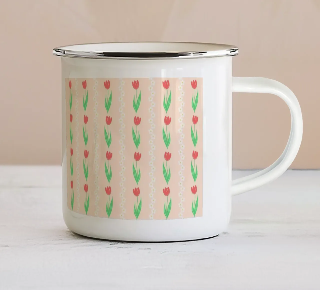 Cottagecore Tulipani Pesca tazza in smalto da SilverPegasus