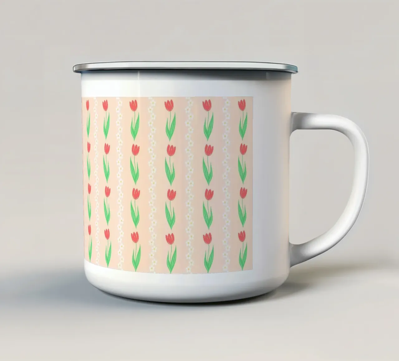 Cottagecore Tulipani Pesca tazza in smalto da SilverPegasus