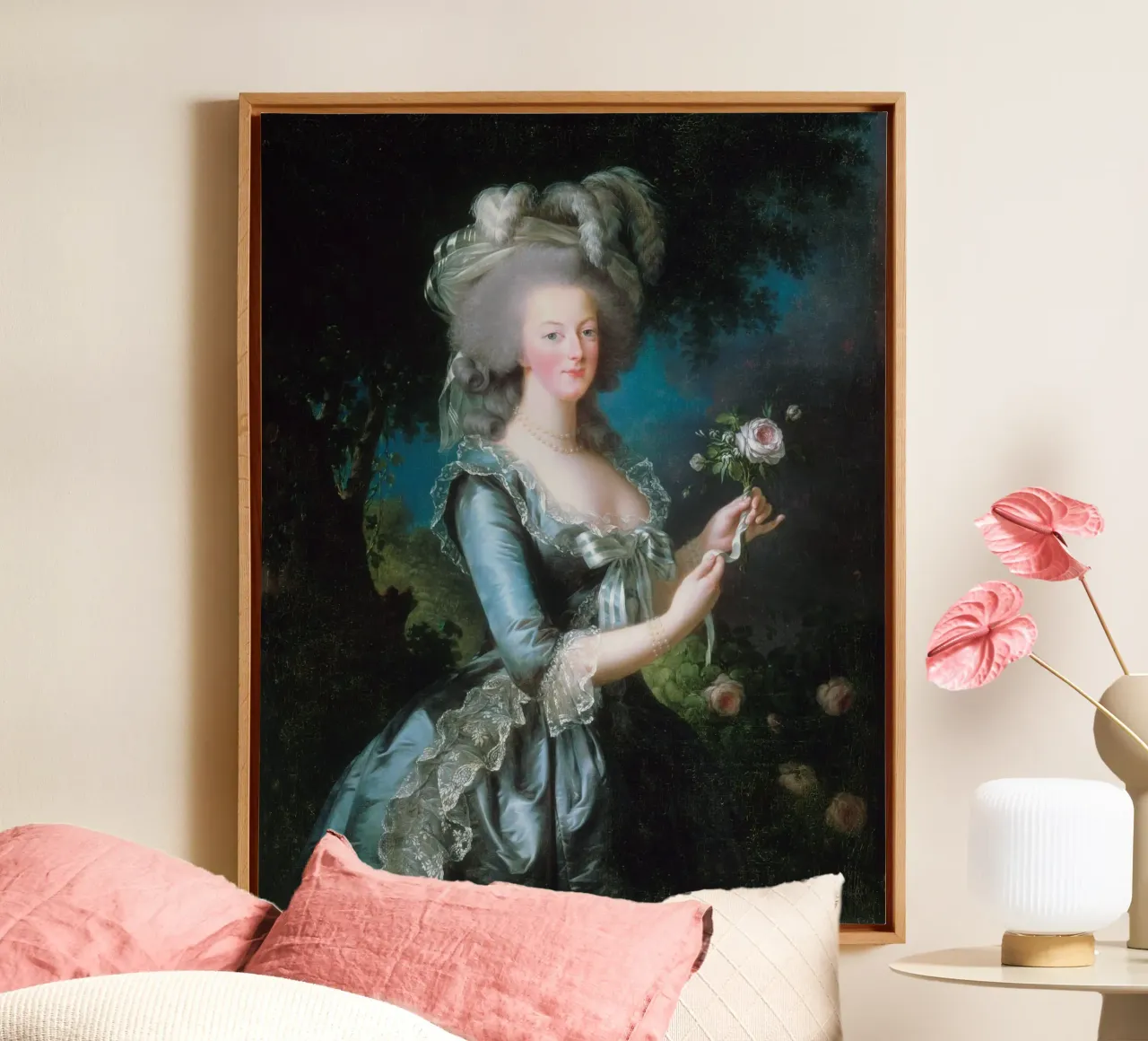 Élisabeth Louise Vigée Le Brun, Maria Antonietta con una rosa tela con Cornice a cassetta da Wirla
