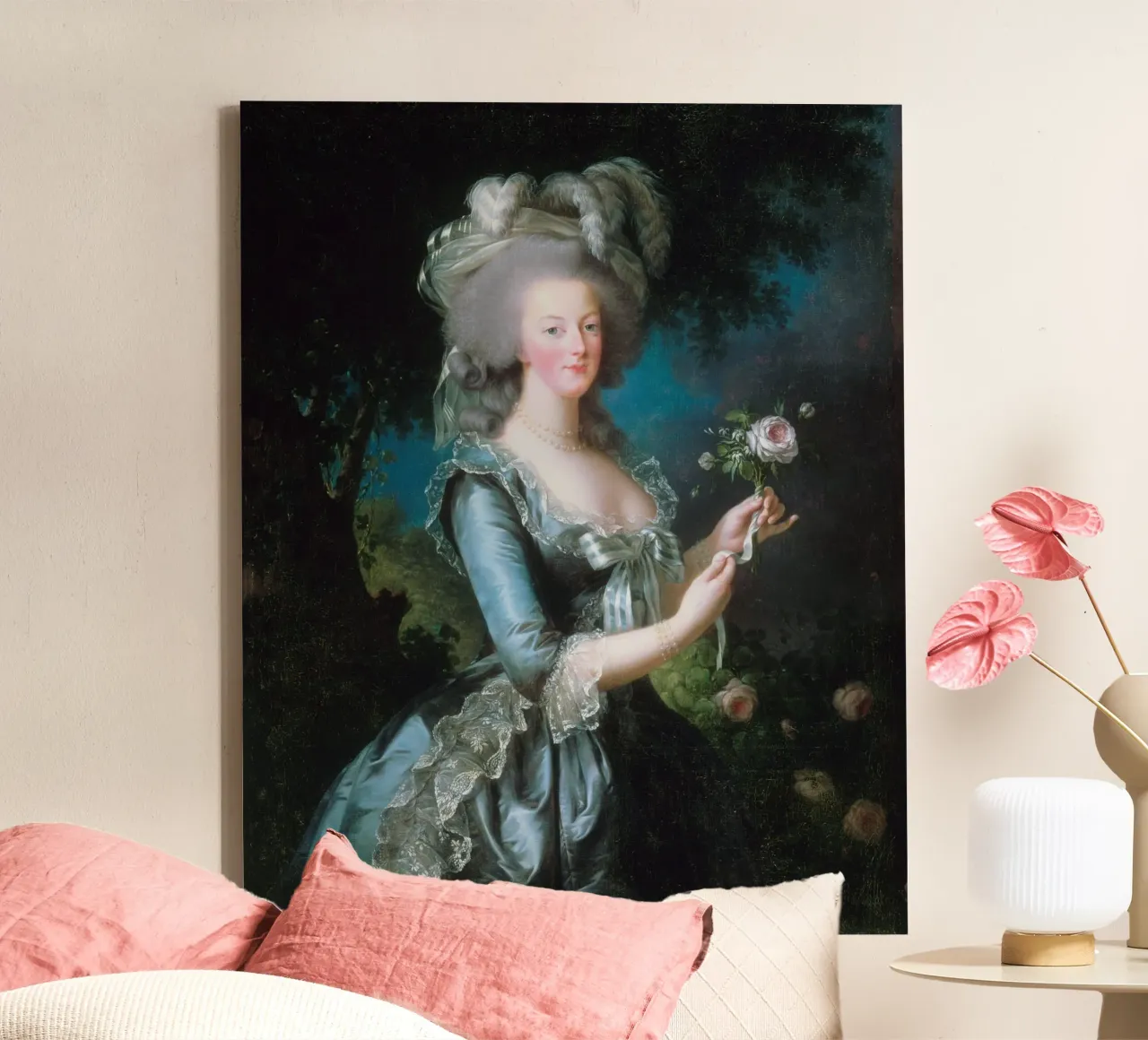 Élisabeth Louise Vigée Le Brun, Maria Antonietta con una rosa tela con Cornice a cassetta da Wirla