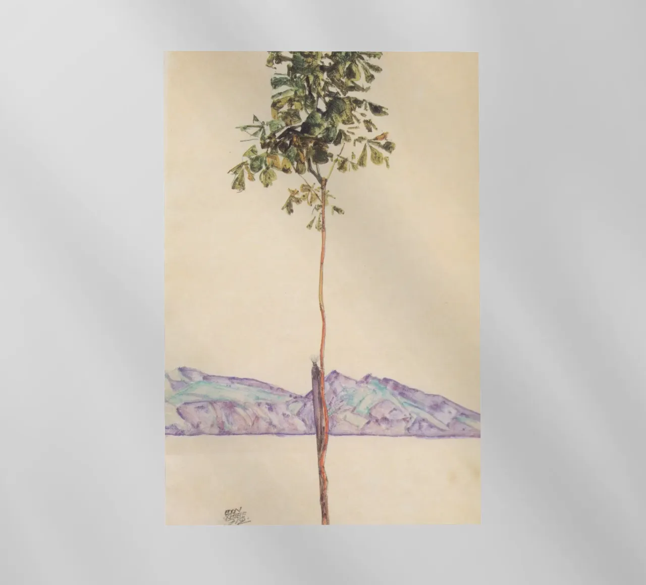 Egon Schiele - Piccolo albero di castagno al lago di Costanza pellicola backlit da Wirla