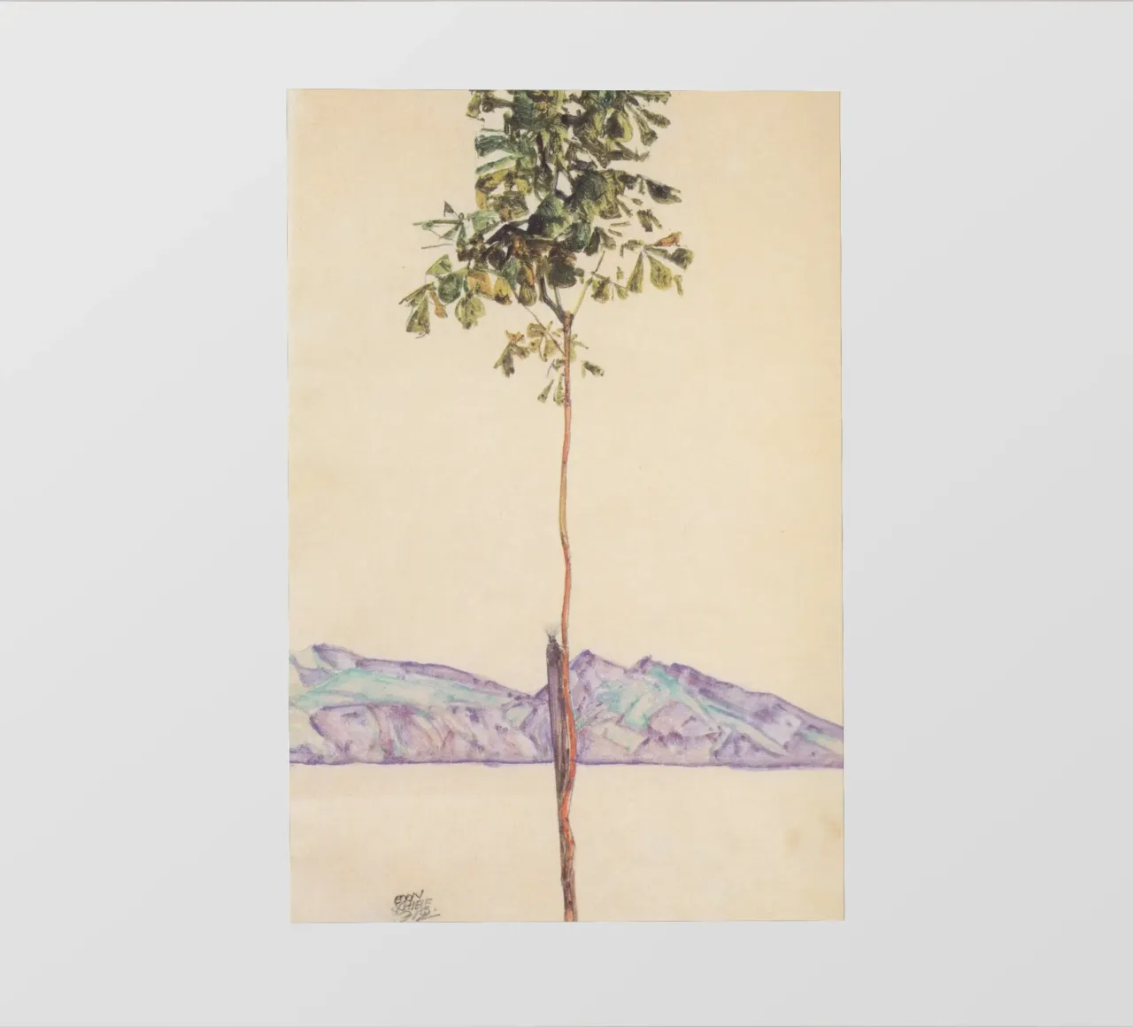 Egon Schiele - Piccolo albero di castagno al lago di Costanza pellicola backlit da Wirla