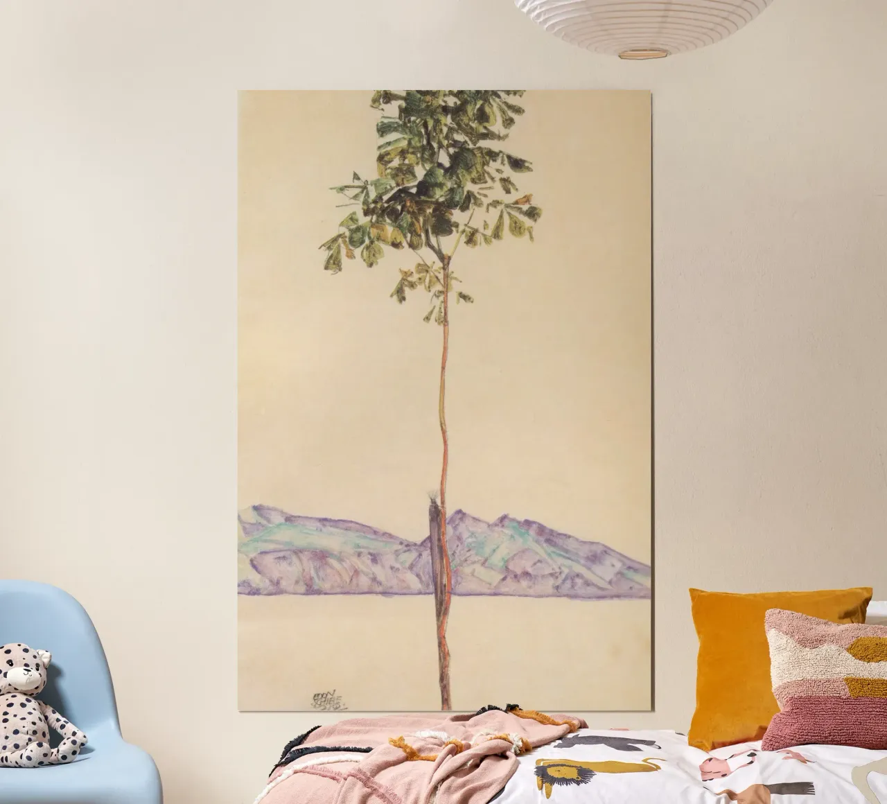 Egon Schiele - Piccolo albero di castagno al lago di Costanza poster con telaio in alluminio da Wirla