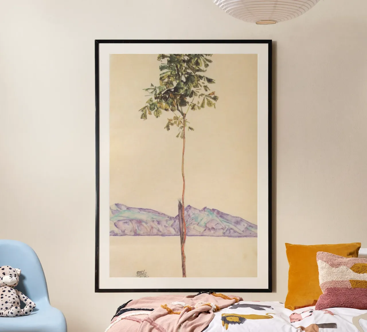 Egon Schiele - Piccolo albero di castagno al lago di Costanza poster con telaio in alluminio da Wirla
