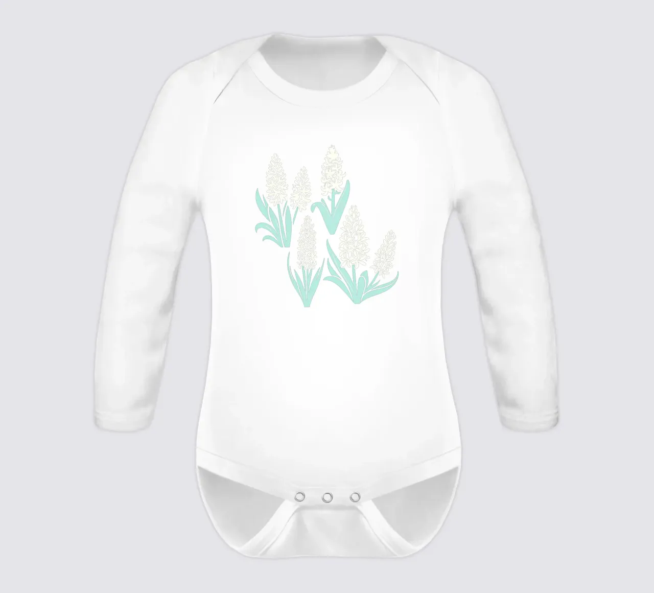 Hyacinth Flowers White long-sleeve baby romper by SilverPegasus