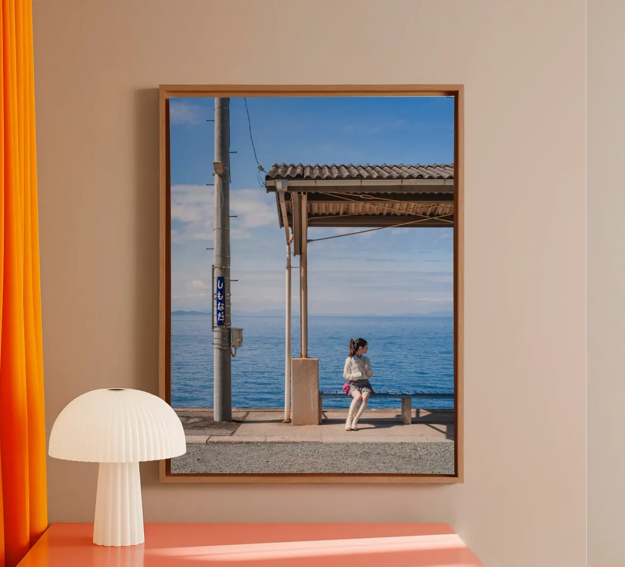 Stazione sul mare - Shikoku, Giappone tela con Cornice a cassetta da Marcel Bisig
