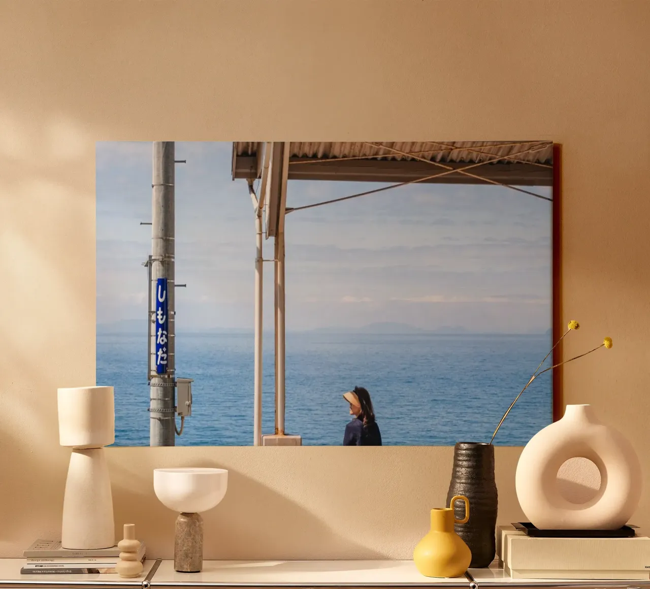 Stazione sul mare - Shikoku, Giappone tela con Cornice a cassetta da Marcel Bisig