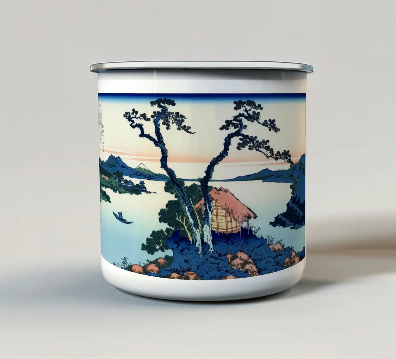 Hokusai Katsushika - El lago Suwa en la provincia de Shinano taza de esmalte de Wirla