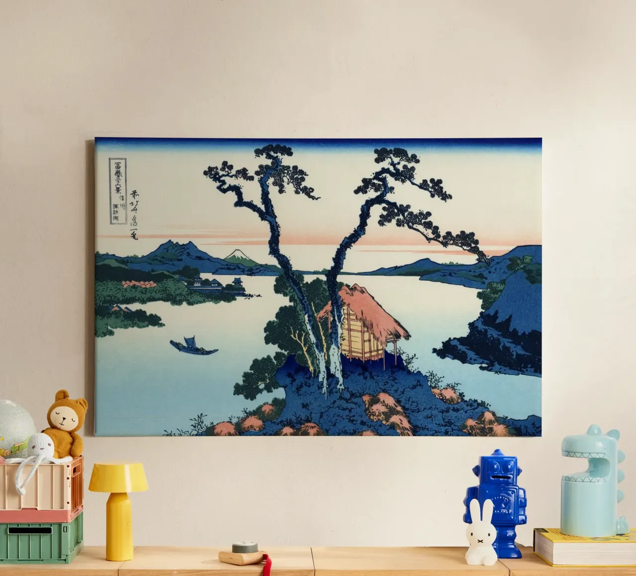 Hokusai Katsushika - Il lago Suwa nella provincia di Shinano tela con Cornice a cassetta da Wirla