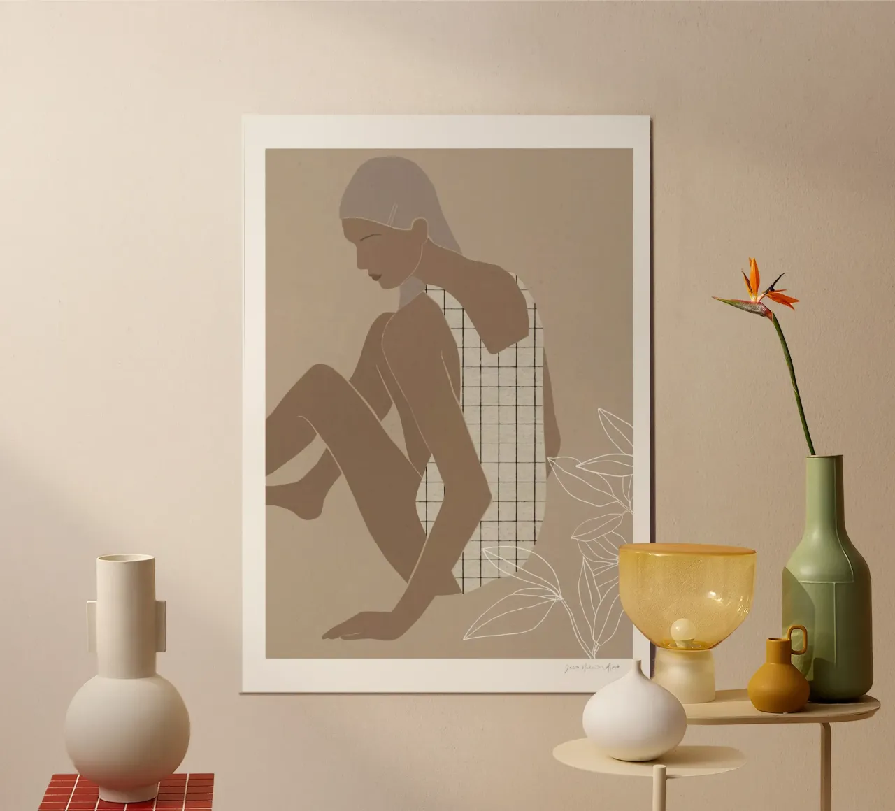 Sabbia calda poster con telaio in alluminio da Birgitpopshop