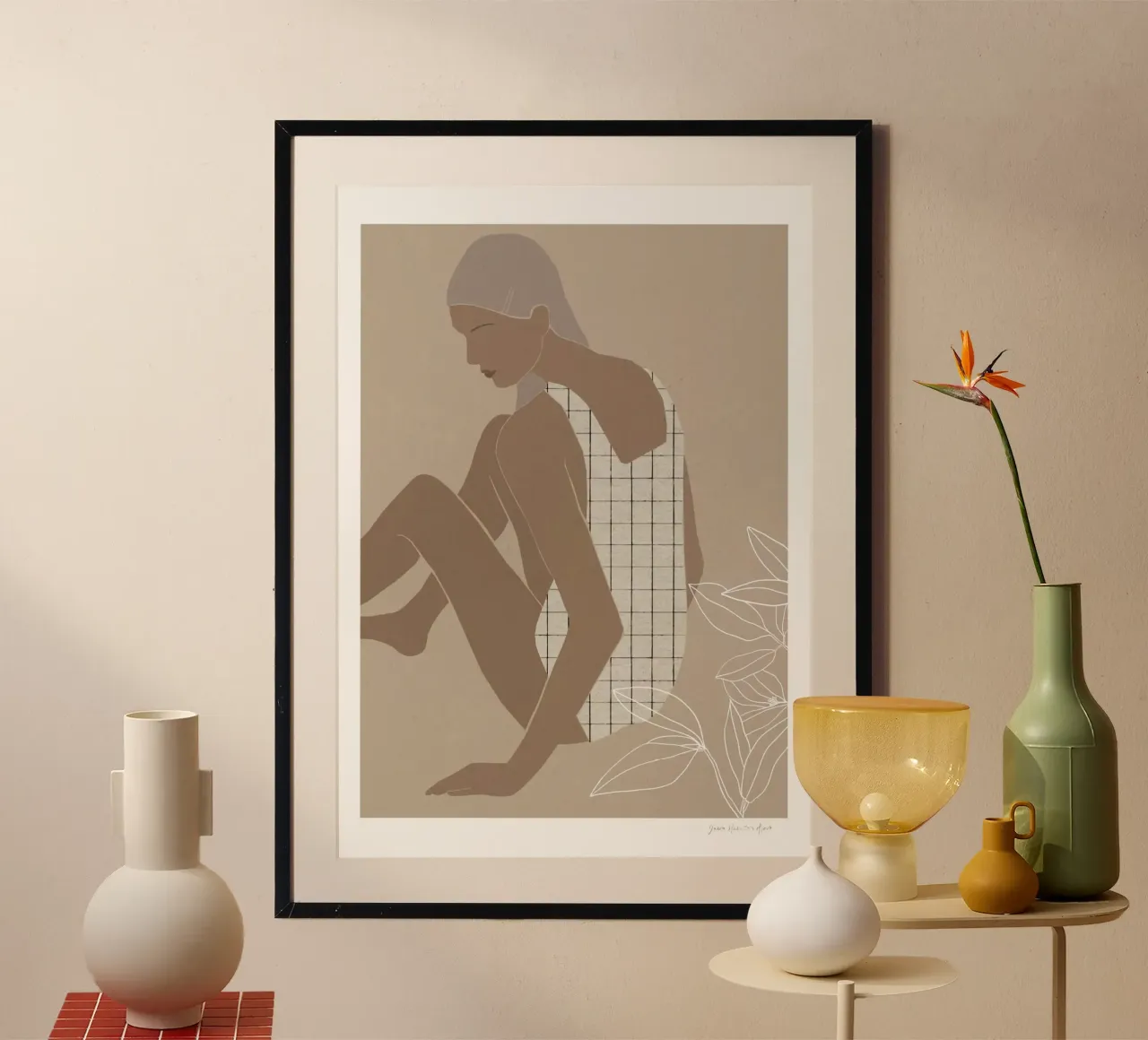 Sabbia calda poster con telaio in alluminio da Birgitpopshop