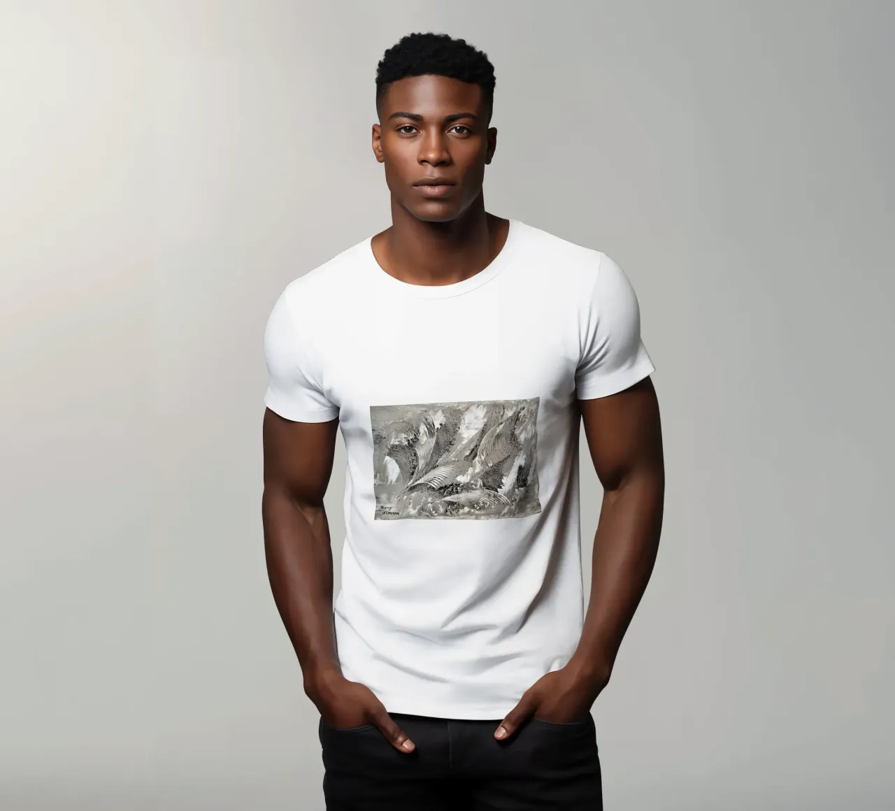 MESSAGE FROM THE HEART 26 t-shirt da Thierry Vobmann Abstract painting