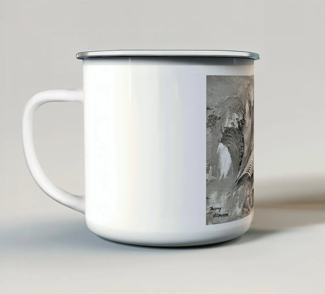 MESSAGE FROM THE HEART 26 mug en émail de Thierry Vobmann Abstract painting