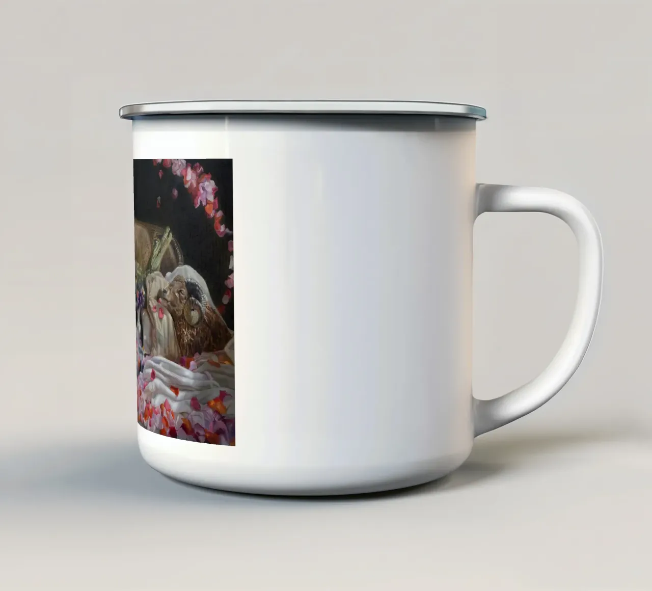 Capra e fiori tazza in smalto da Birgitart