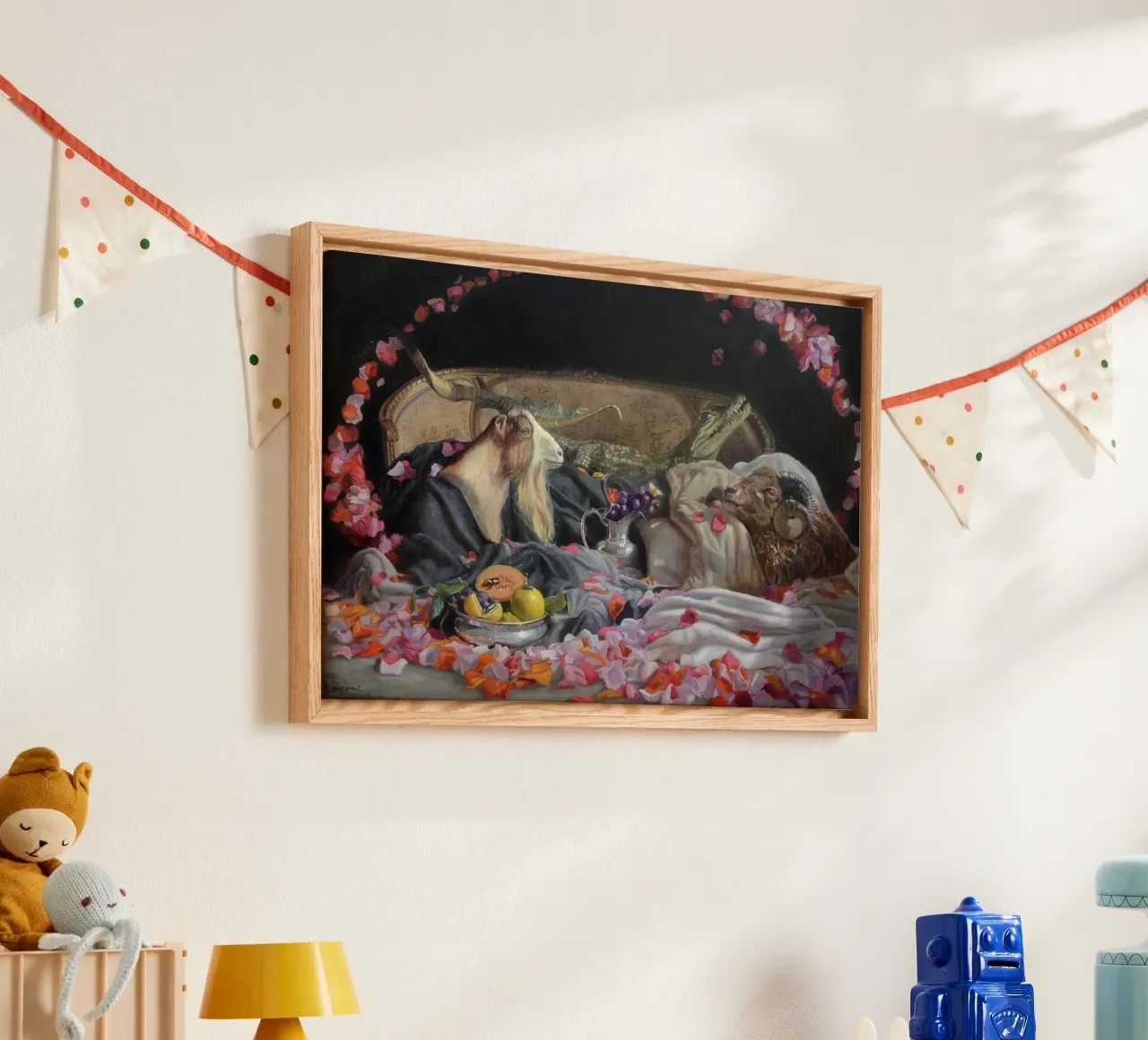 Geit en bloemen canvas van Birgitart