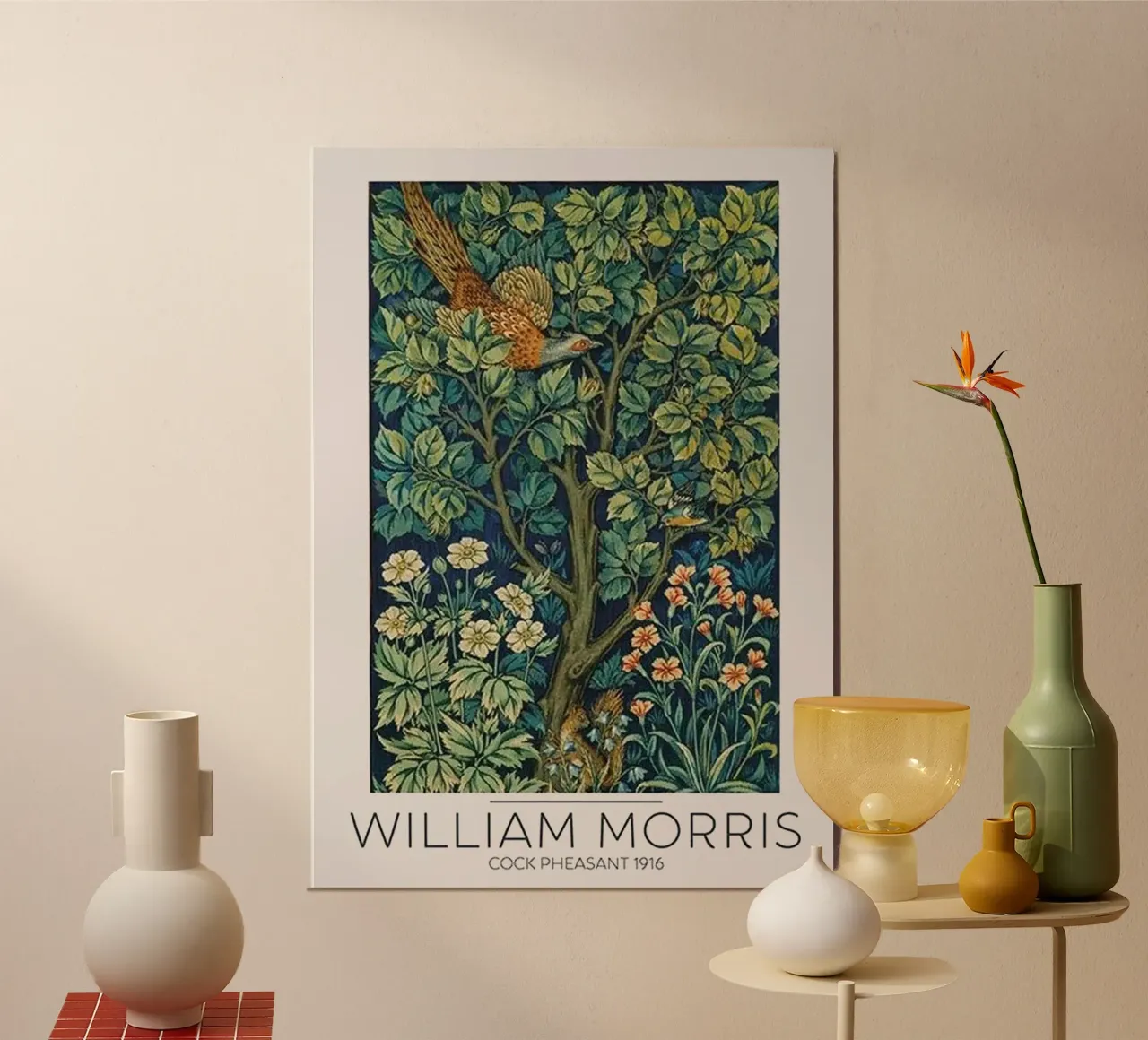 William Morris haanfazant 1916 poster met kunststof frame van Kunzeworld