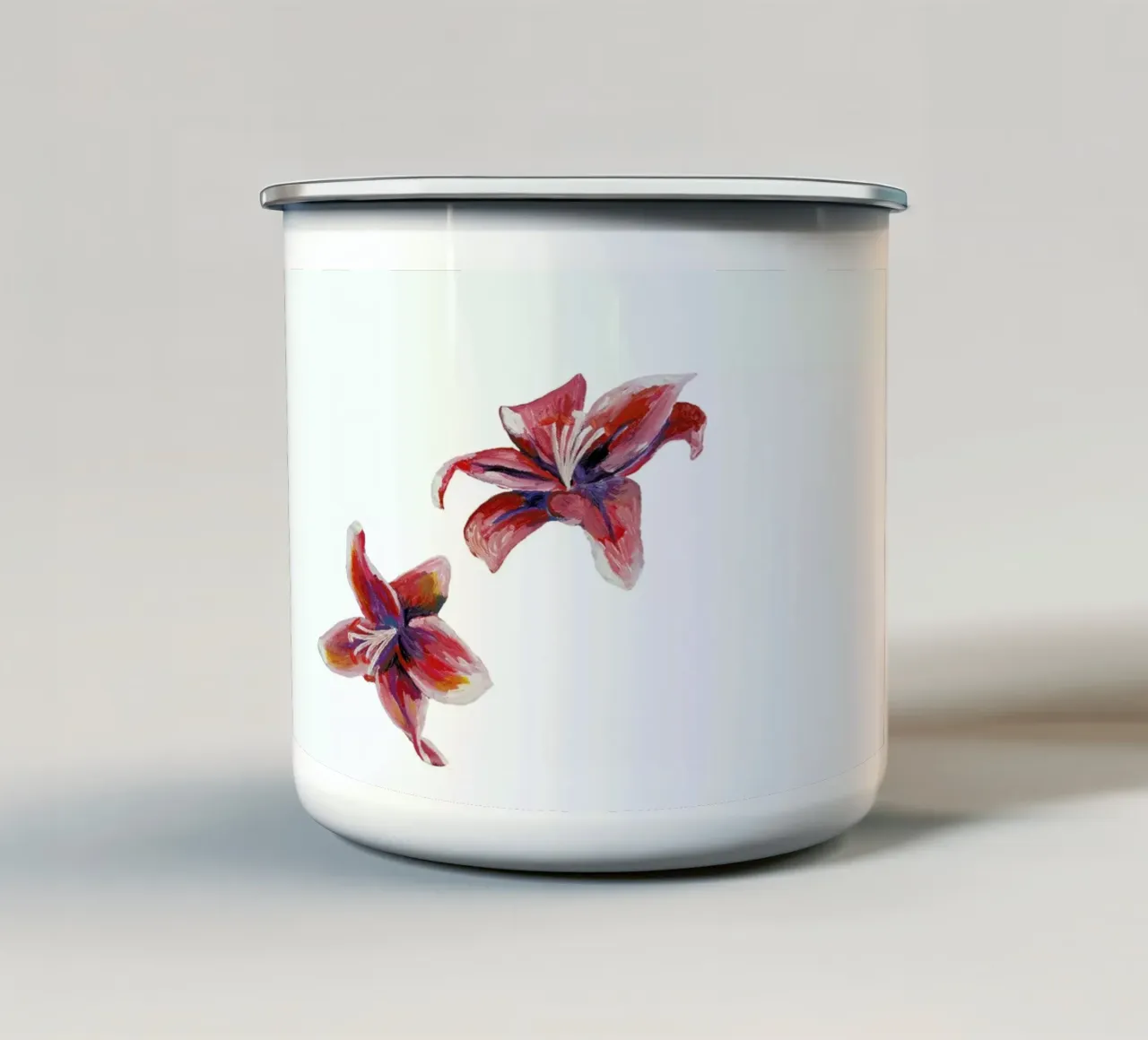 Flowers Pink tazza in smalto da Femke Zwaan